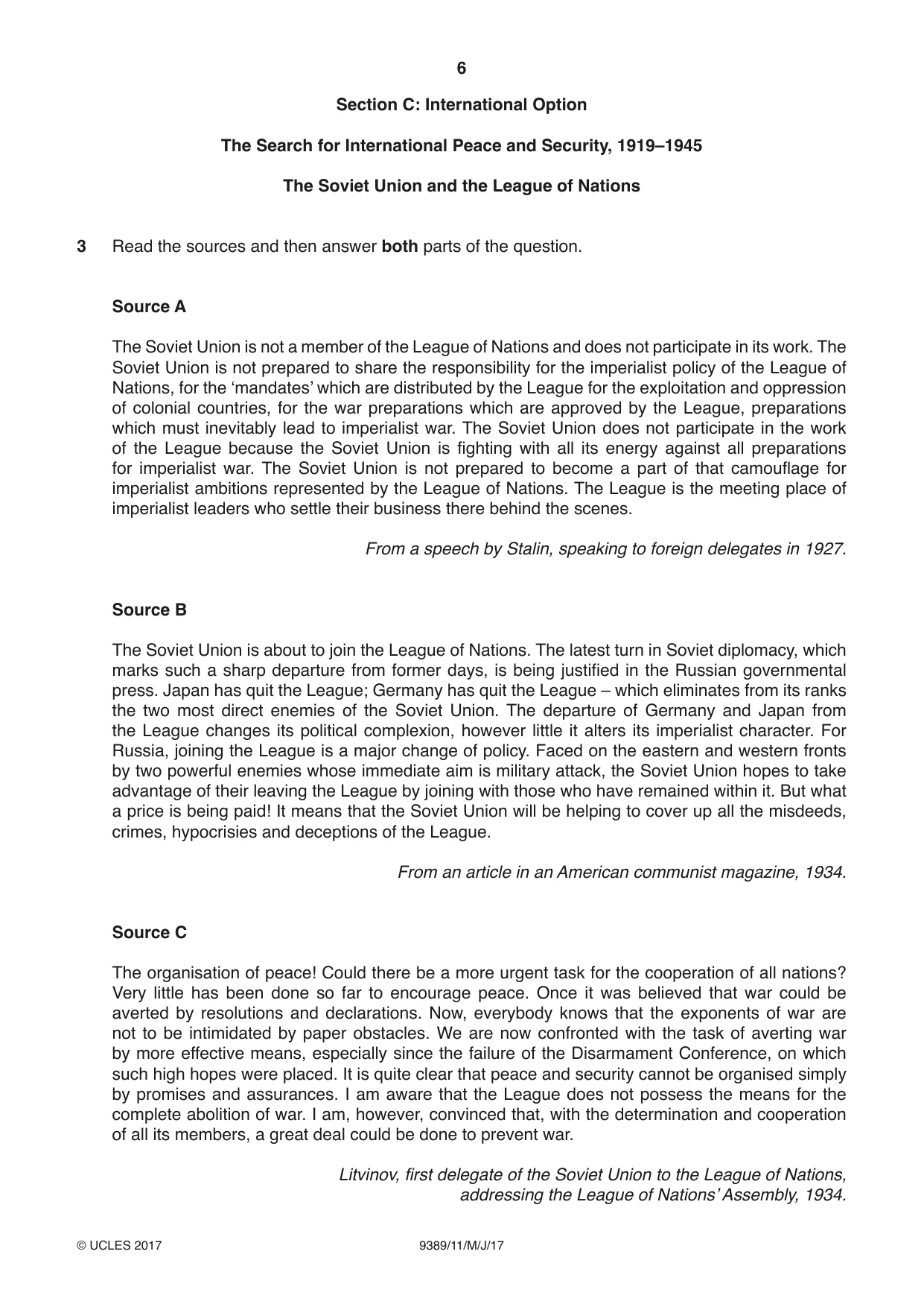 Cambridge A Level History 9389 2017 May/June Paper 1 · Variant 1 question paper, page 6 of 8