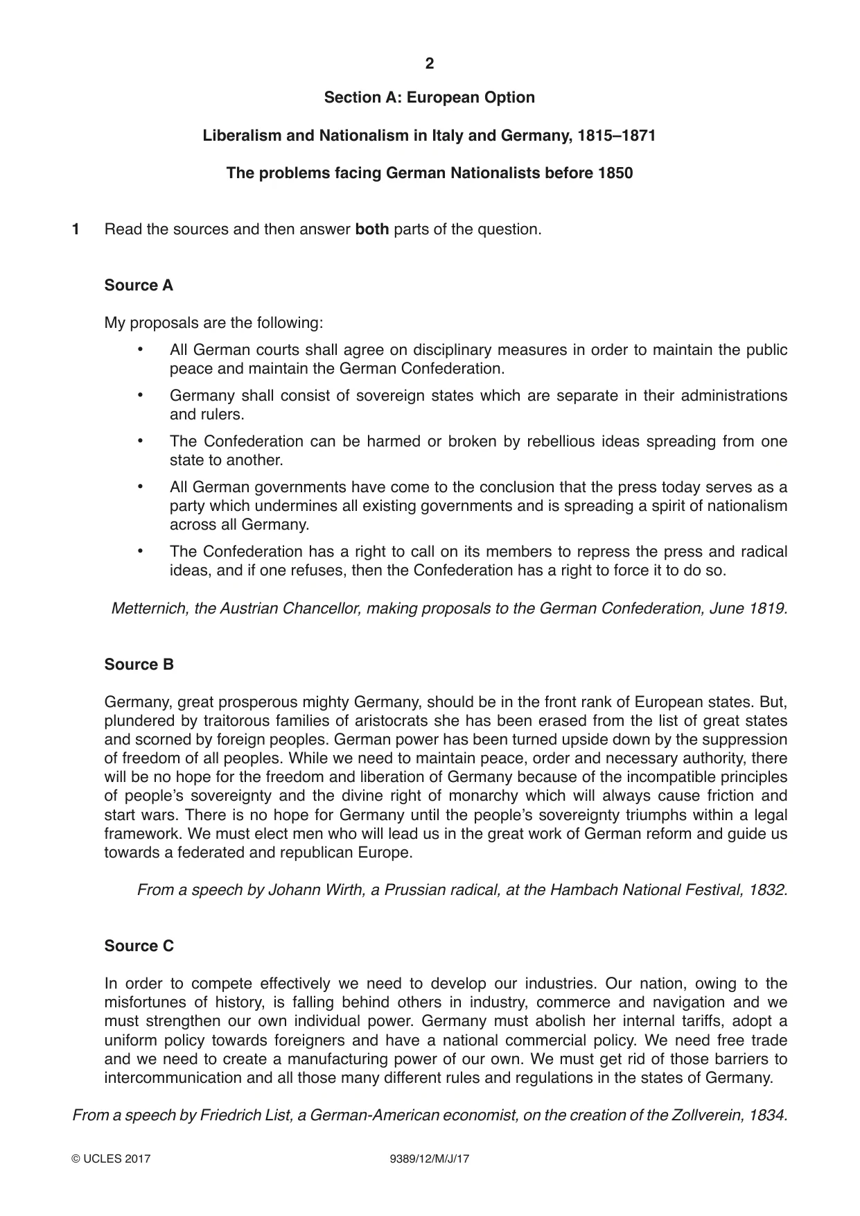 Cambridge A Level History 9389 2017 May/June Paper 1 · Variant 2 question paper, page 2 of 8