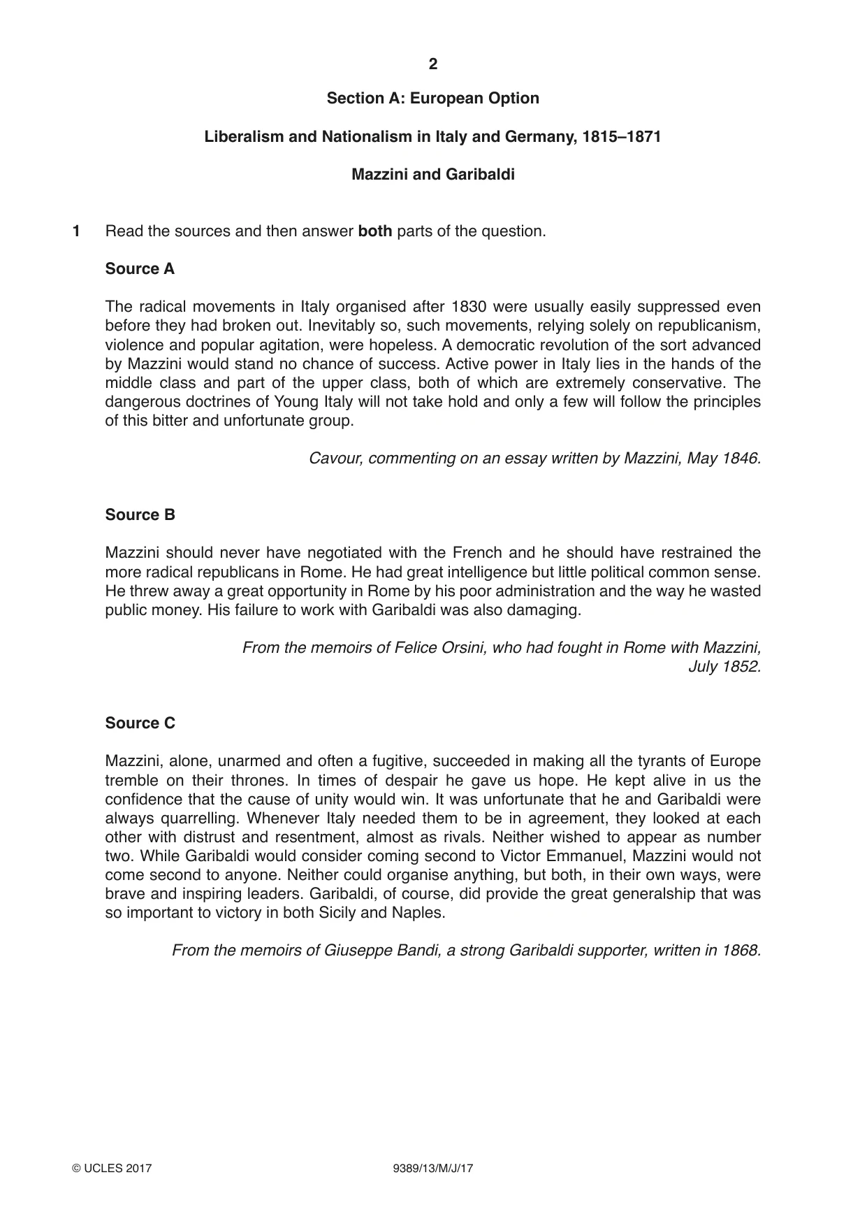 Cambridge A Level History 9389 2017 May/June Paper 1 · Variant 3 question paper, page 2 of 8