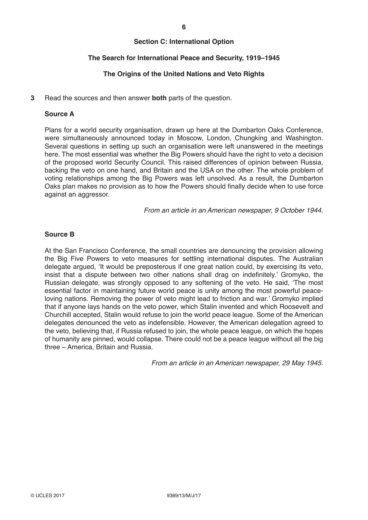 Cambridge A Level History 9389 2017 May/June Paper 1 · Variant 3 question paper, page 6 of 8
