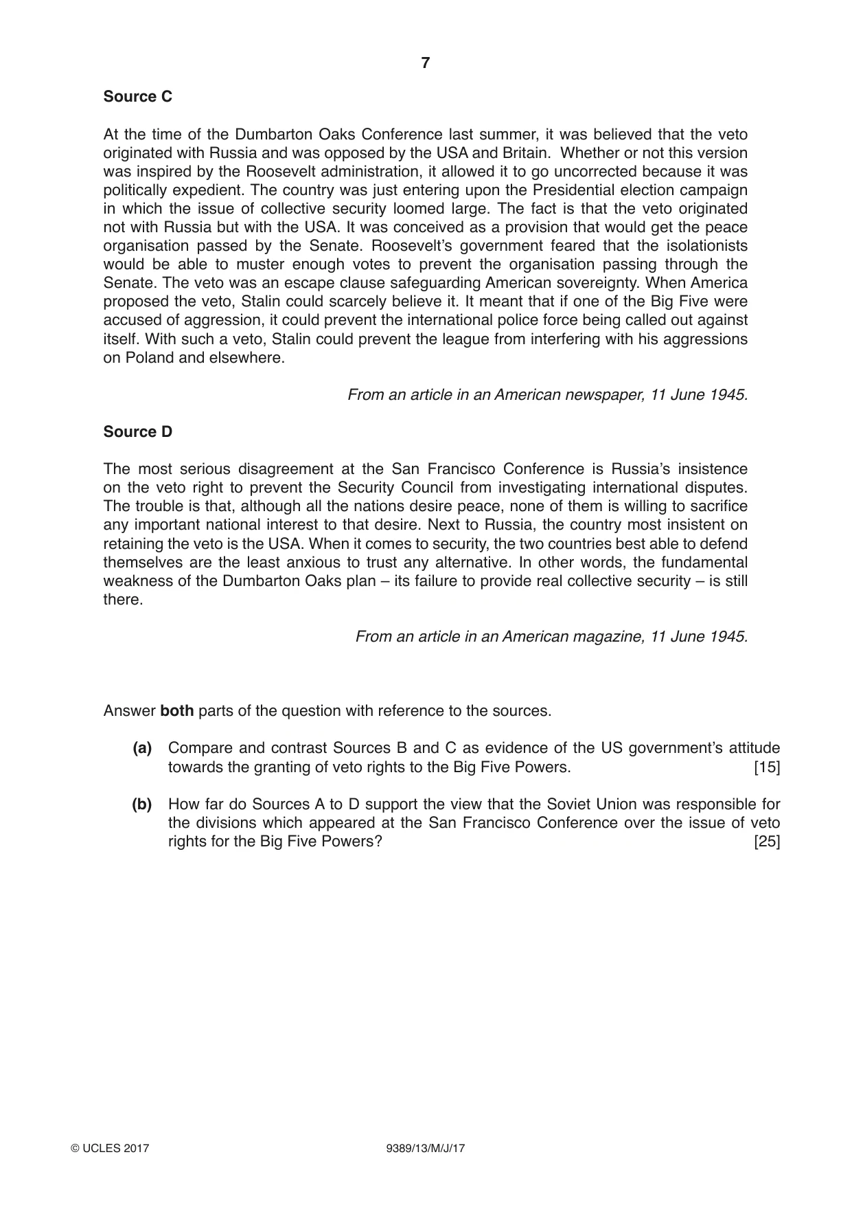 Cambridge A Level History 9389 2017 May/June Paper 1 · Variant 3 question paper, page 7 of 8