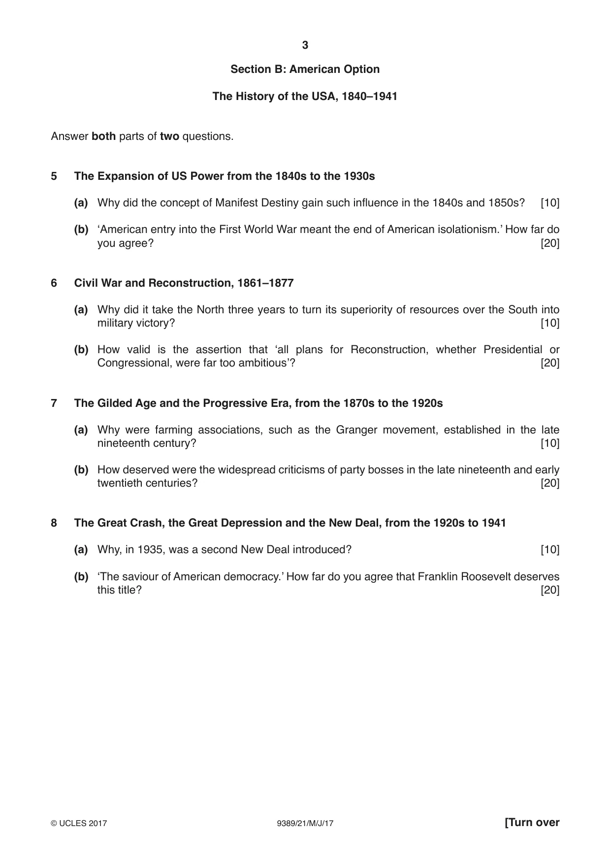 Cambridge A Level History 9389 2017 May/June Paper 2 · Variant 1 question paper, page 3 of 4
