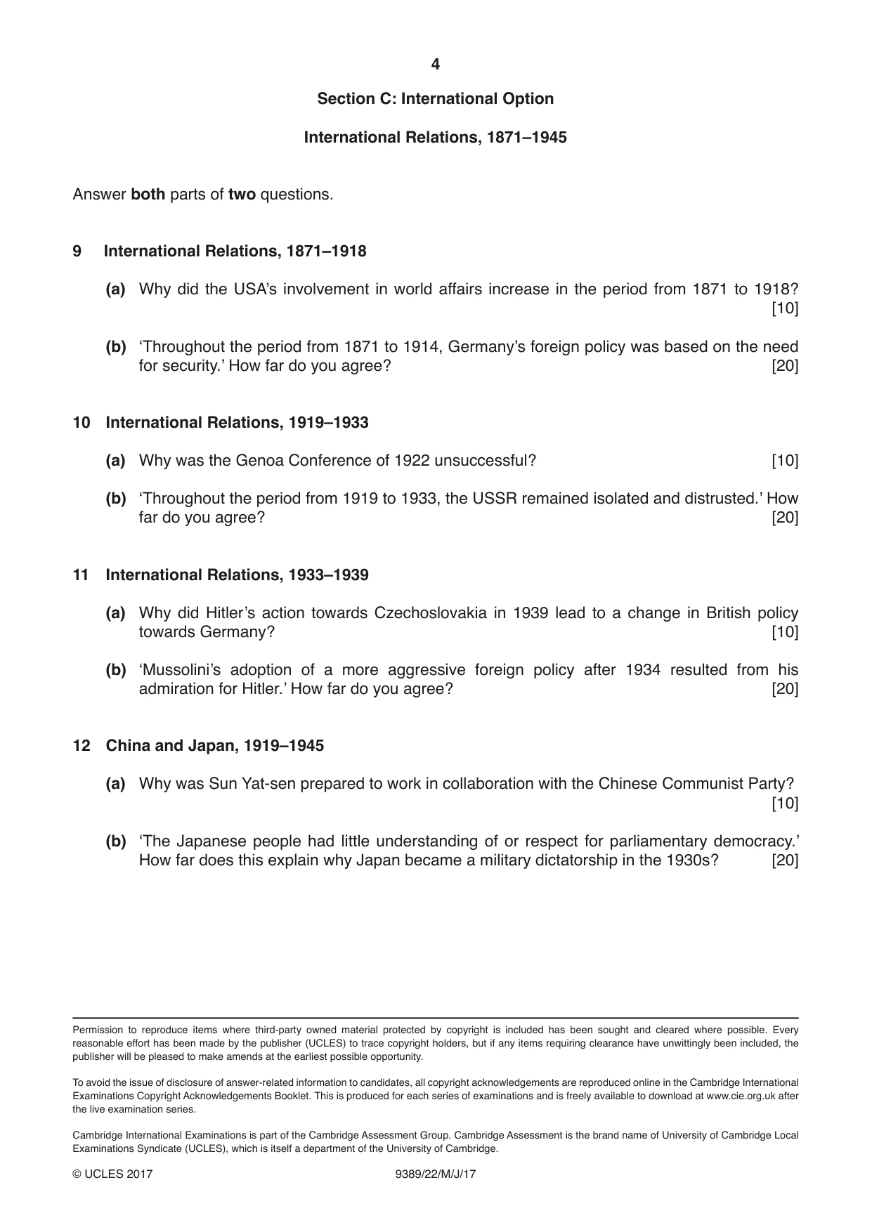 Cambridge A Level History 9389 2017 May/June Paper 2 · Variant 2 question paper, page 4 of 4