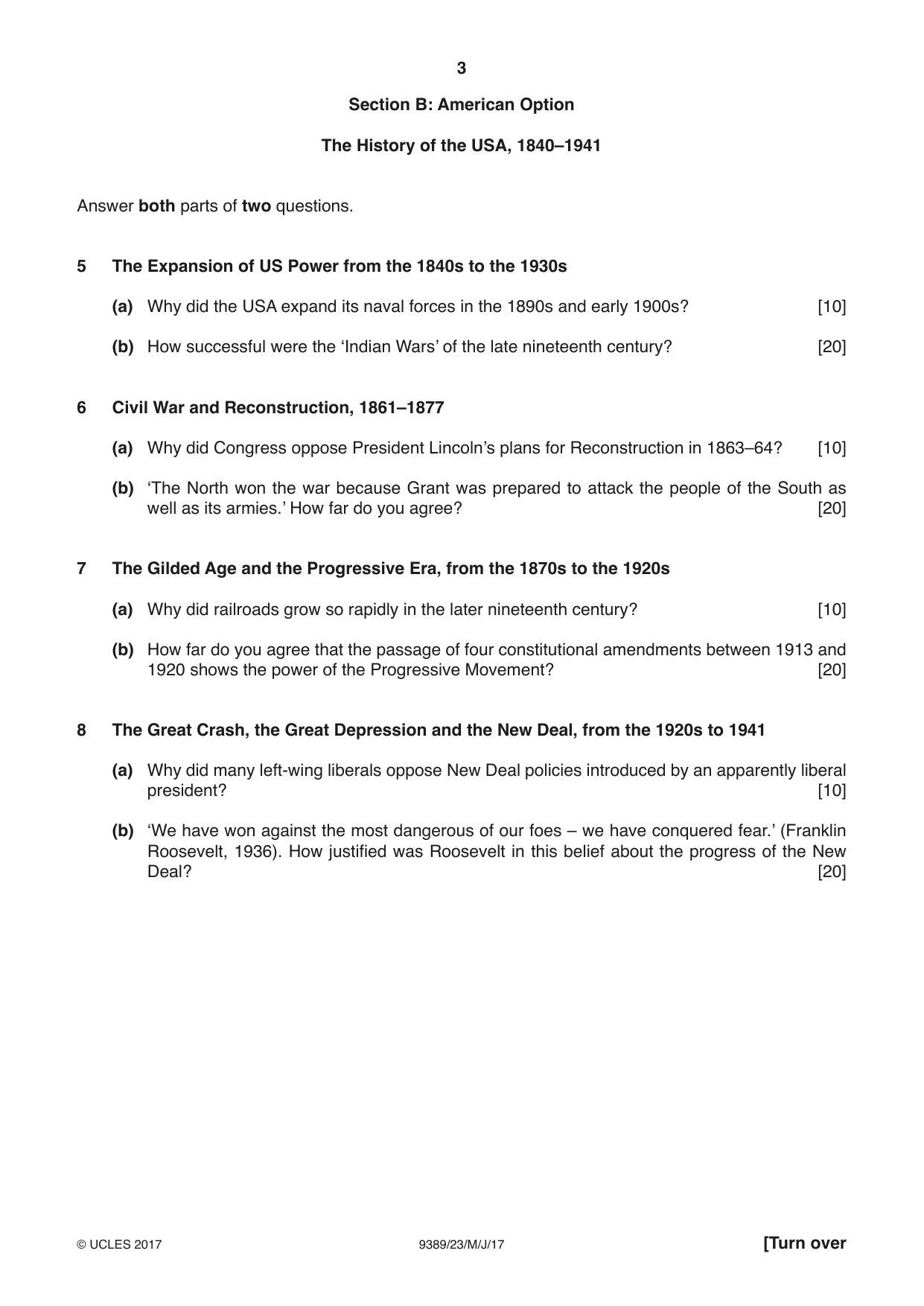 Cambridge A Level History 9389 2017 May/June Paper 2 · Variant 3 question paper, page 3 of 4