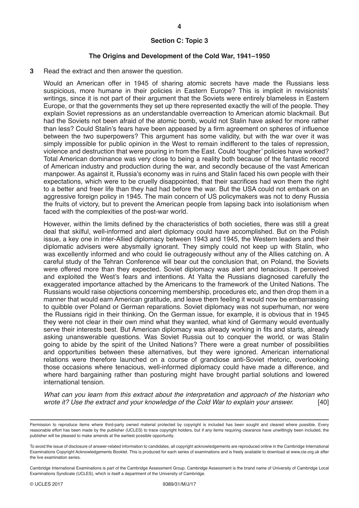 Cambridge A Level History 9389 2017 May/June Paper 3 · Variant 1 question paper, page 4 of 4
