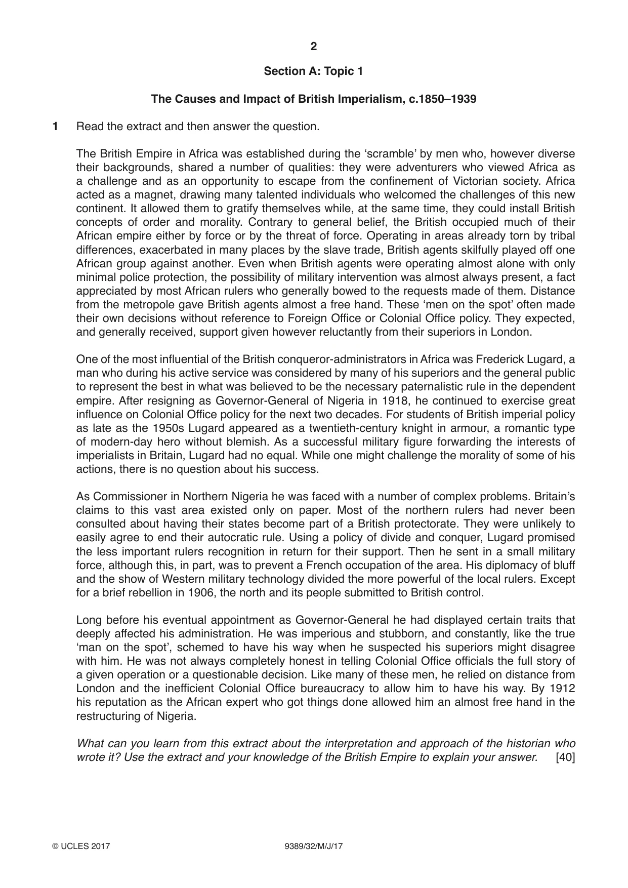Cambridge A Level History 9389 2017 May/June Paper 3 · Variant 2 question paper, page 2 of 4