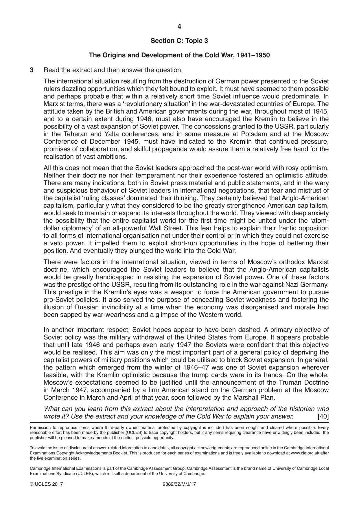 Cambridge A Level History 9389 2017 May/June Paper 3 · Variant 2 question paper, page 4 of 4