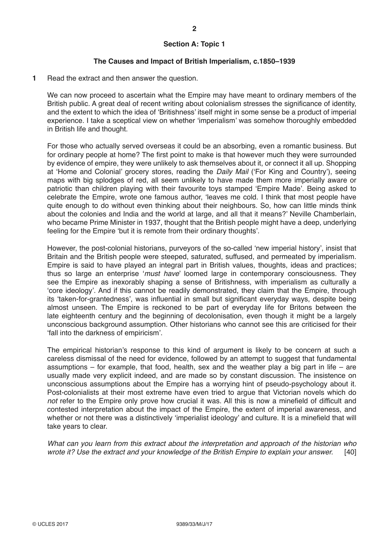 Cambridge A Level History 9389 2017 May/June Paper 3 · Variant 3 question paper, page 2 of 4