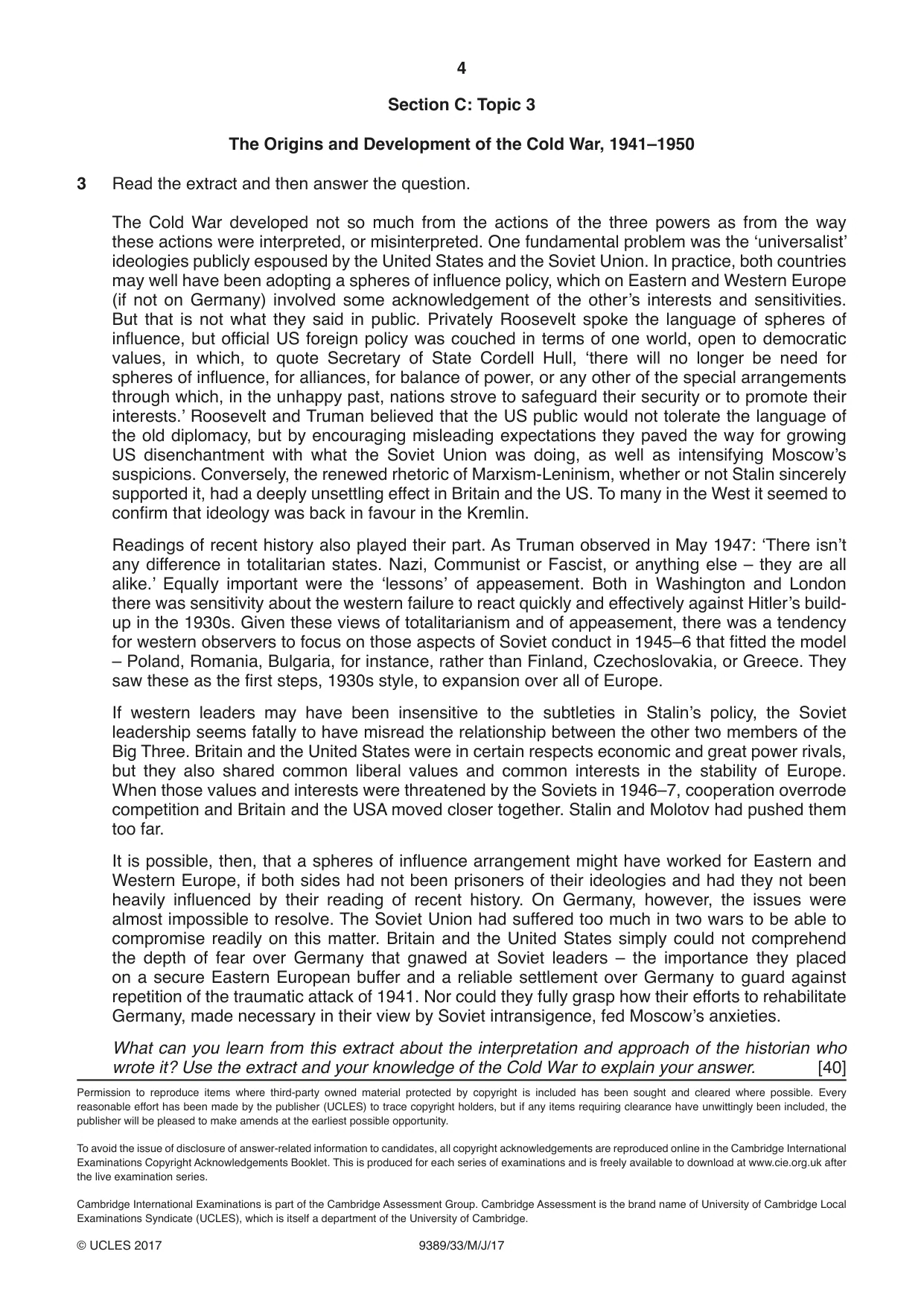 Cambridge A Level History 9389 2017 May/June Paper 3 · Variant 3 question paper, page 4 of 4