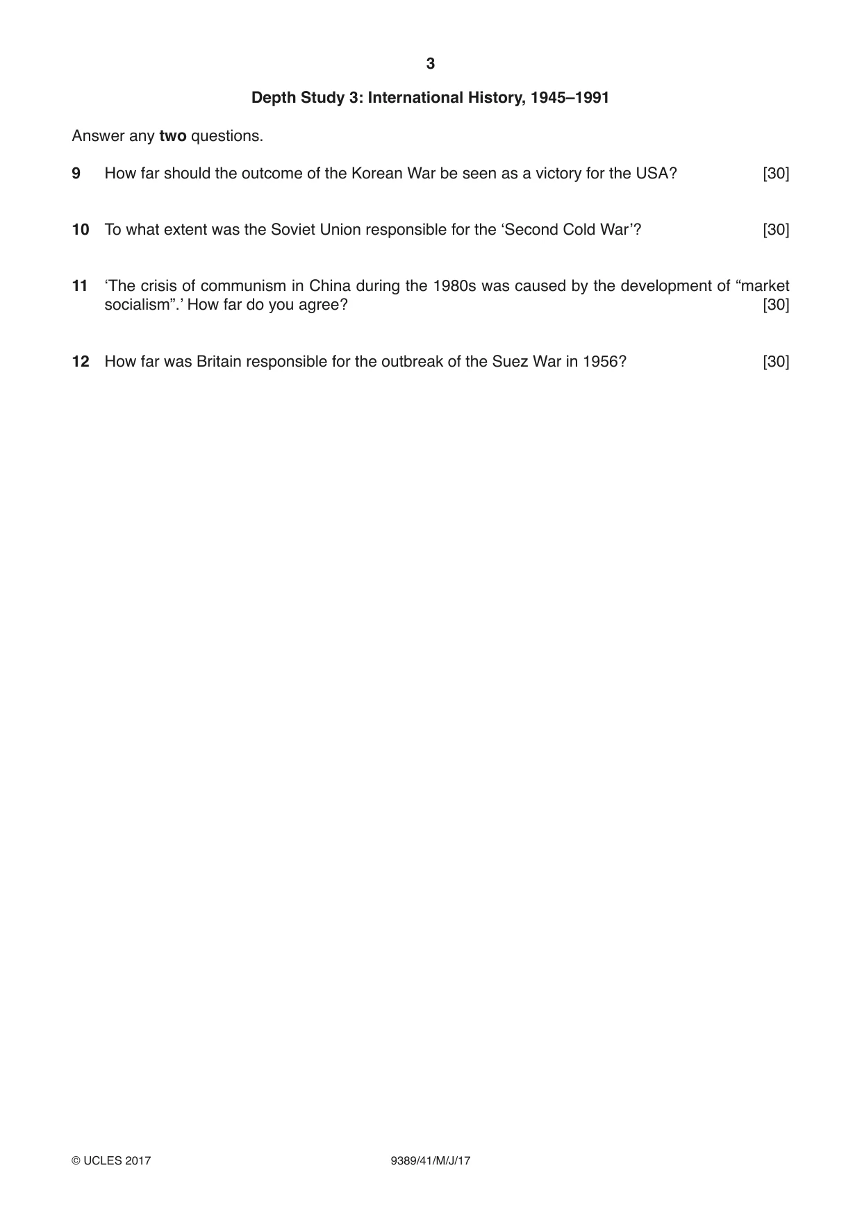 Cambridge A Level History 9389 2017 May/June Paper 4 · Variant 1 question paper, page 3 of 4