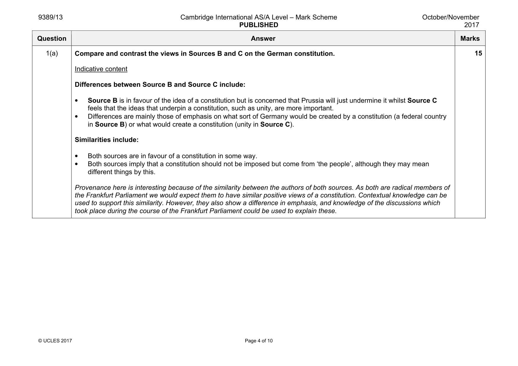 Mark scheme, page 4 of 10