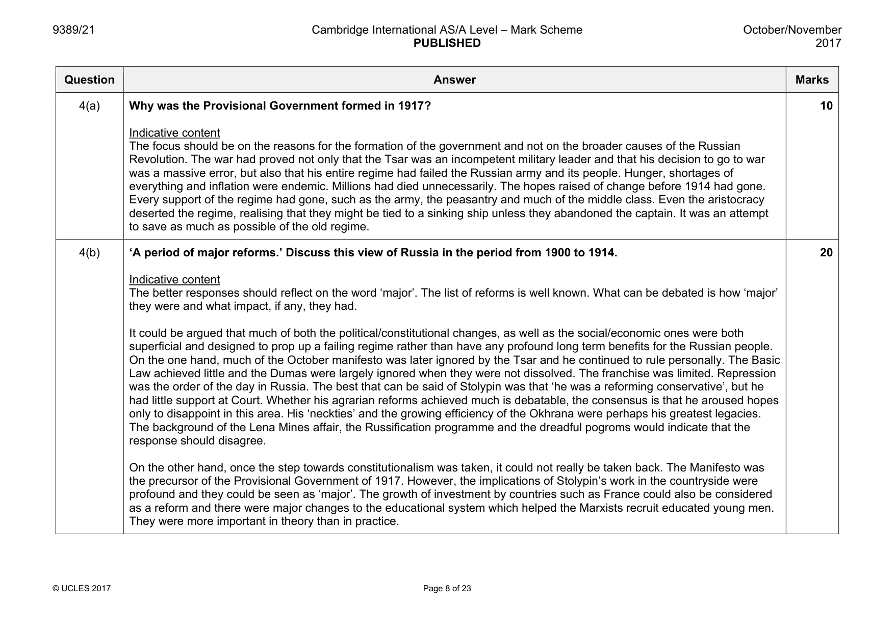 Mark scheme, page 8 of 23