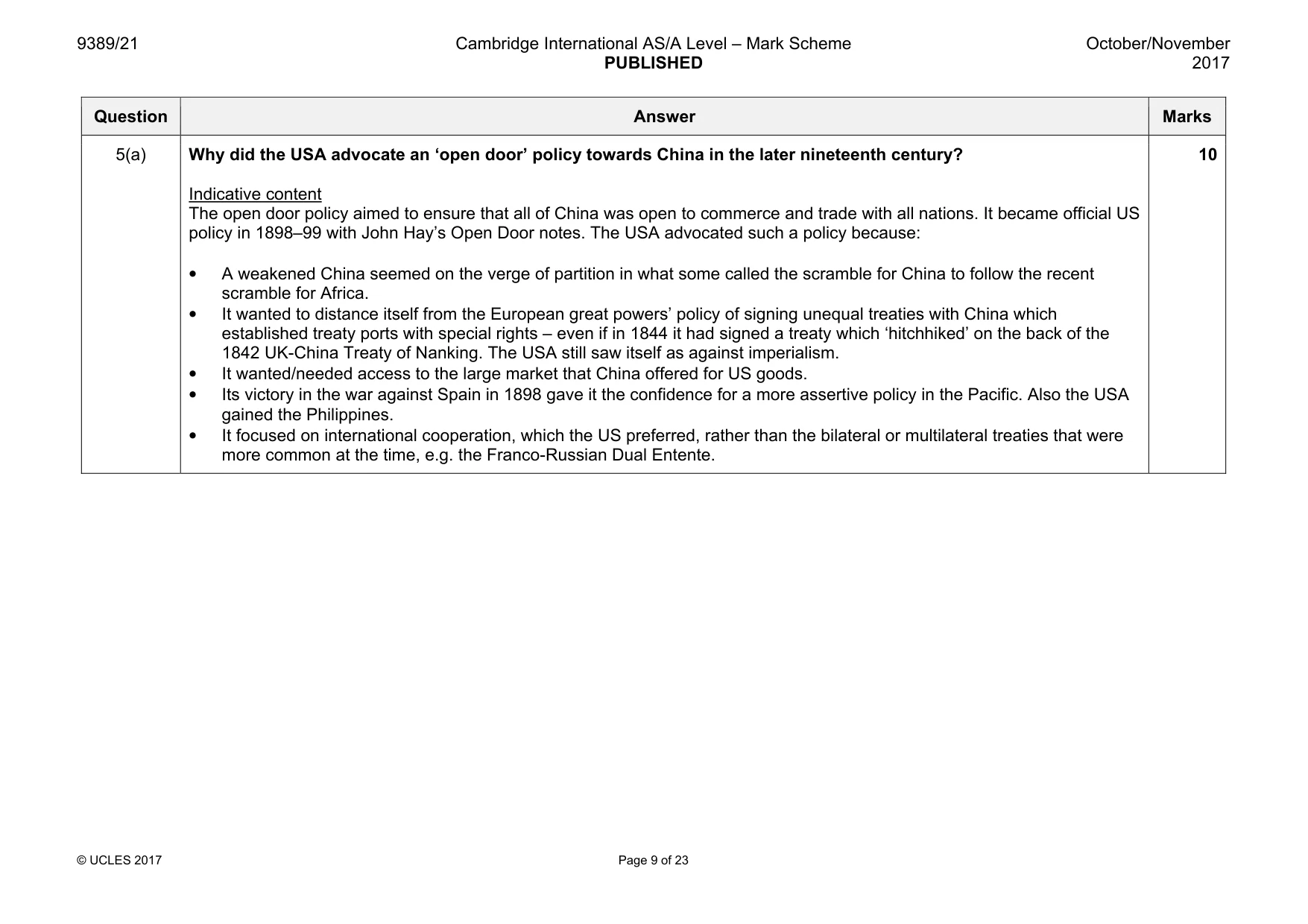 Mark scheme, page 9 of 23