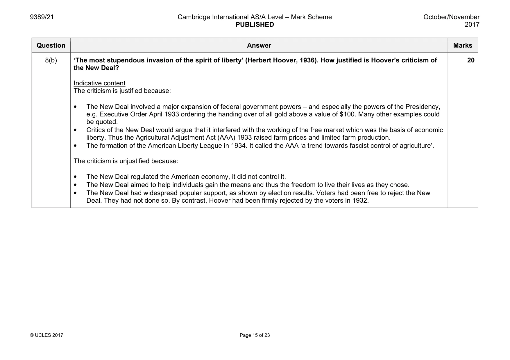 Mark scheme, page 15 of 23