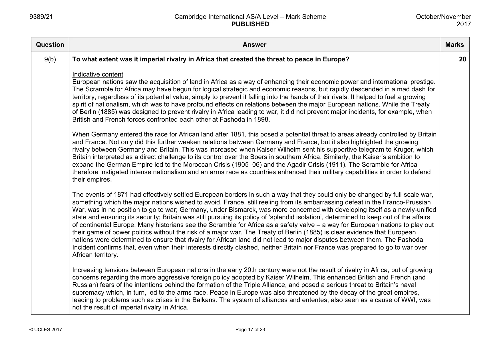 Mark scheme, page 17 of 23