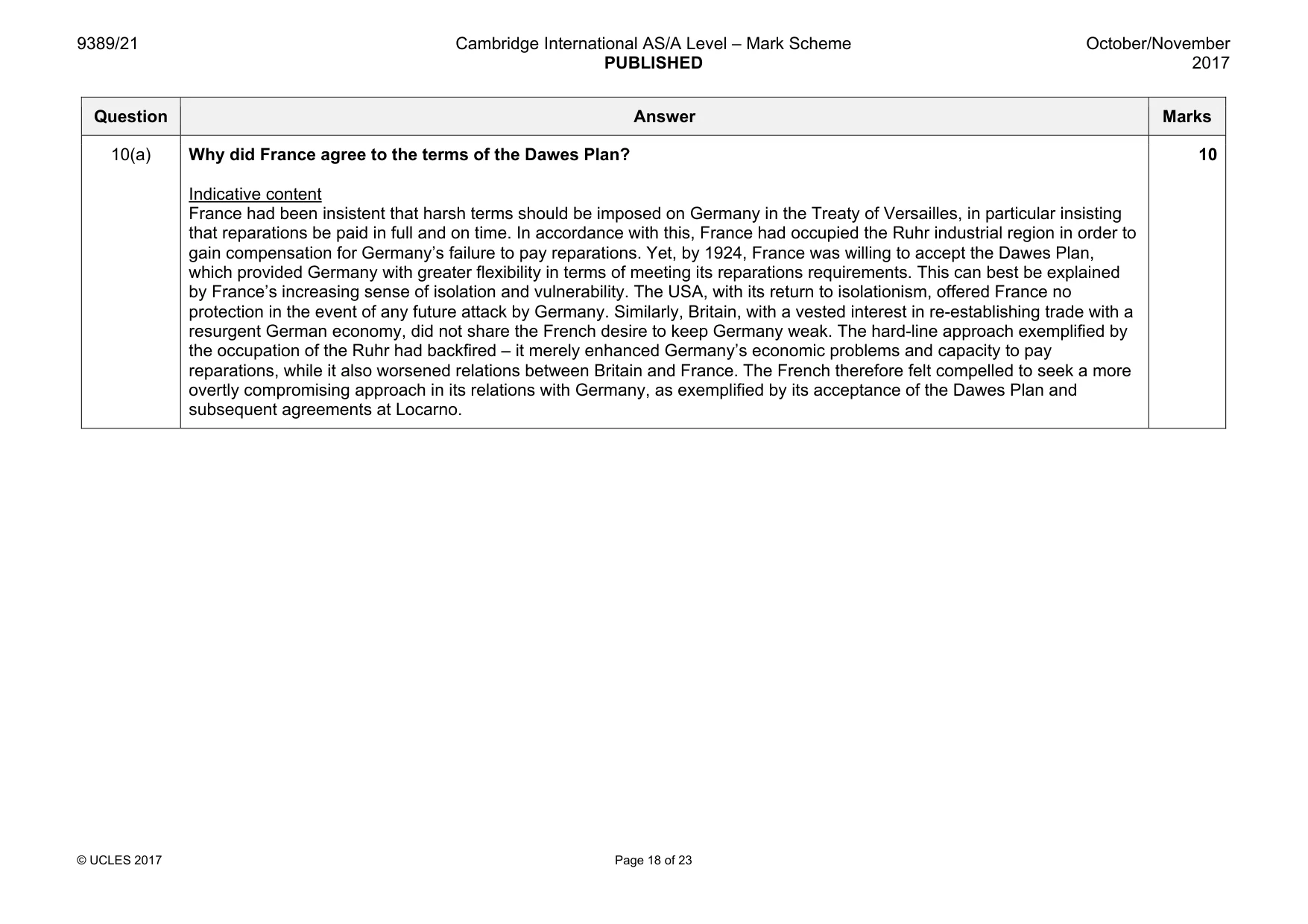 Mark scheme, page 18 of 23