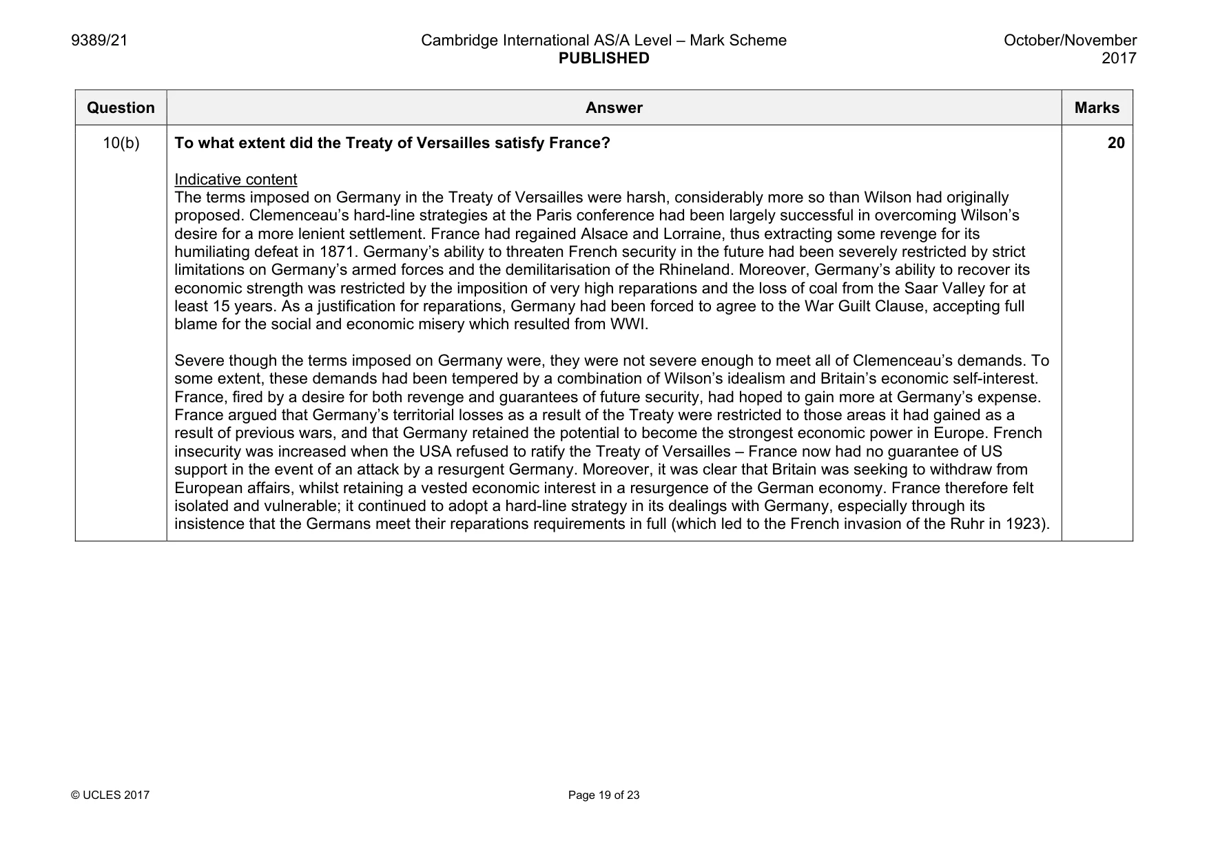 Mark scheme, page 19 of 23
