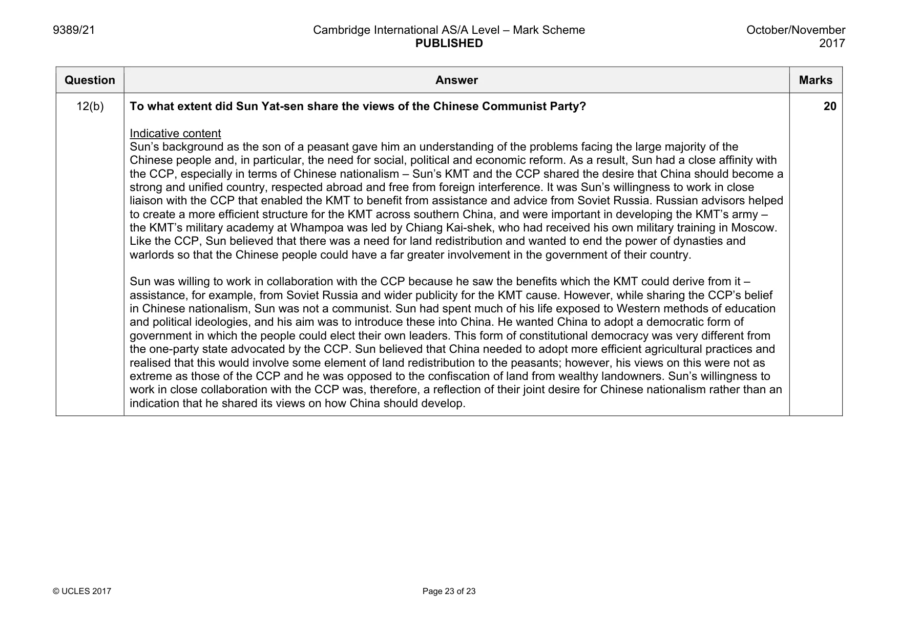 Mark scheme, page 23 of 23