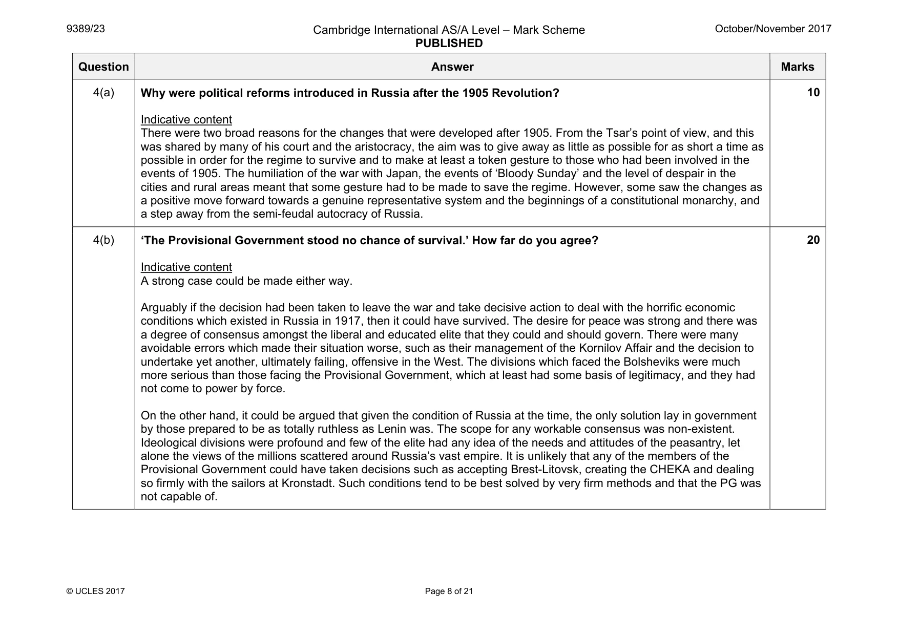Mark scheme, page 8 of 21