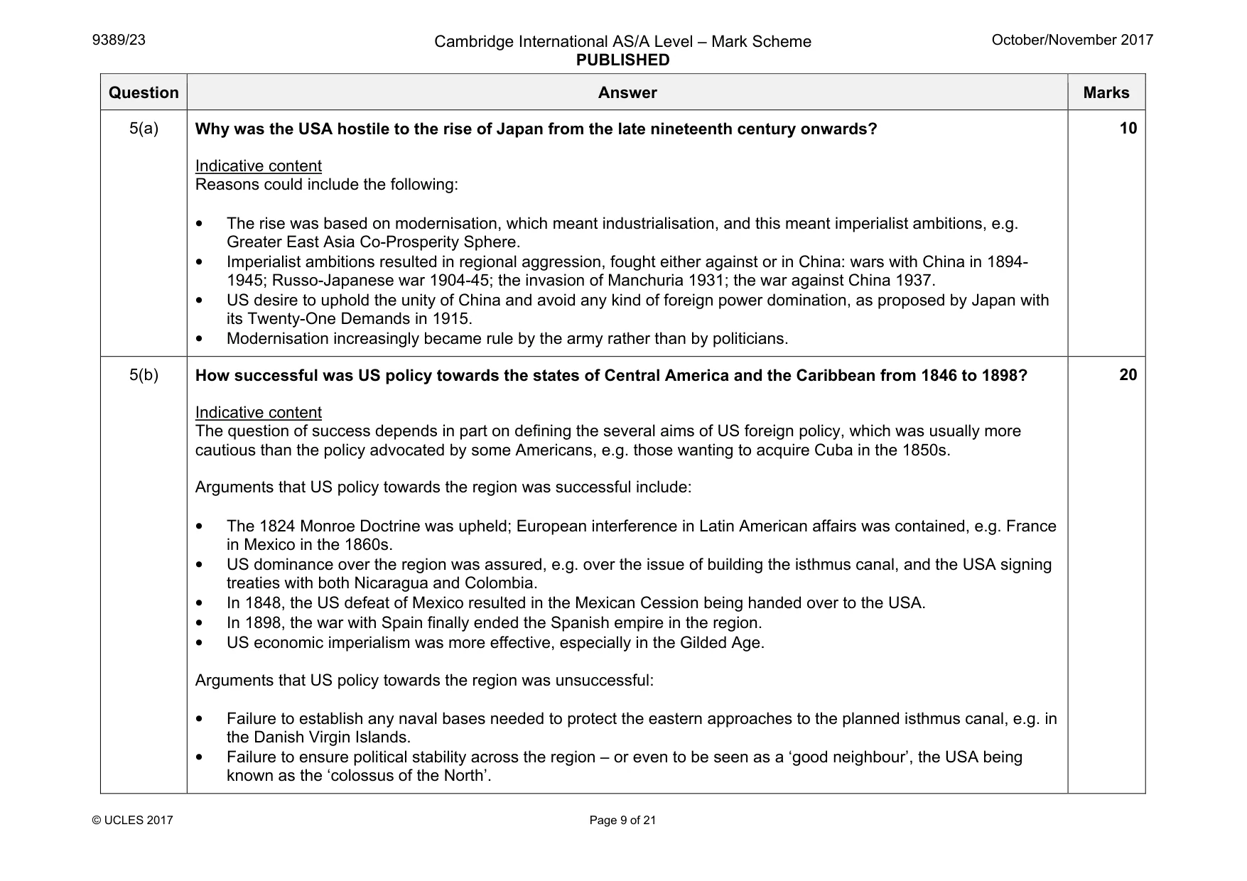 Mark scheme, page 9 of 21