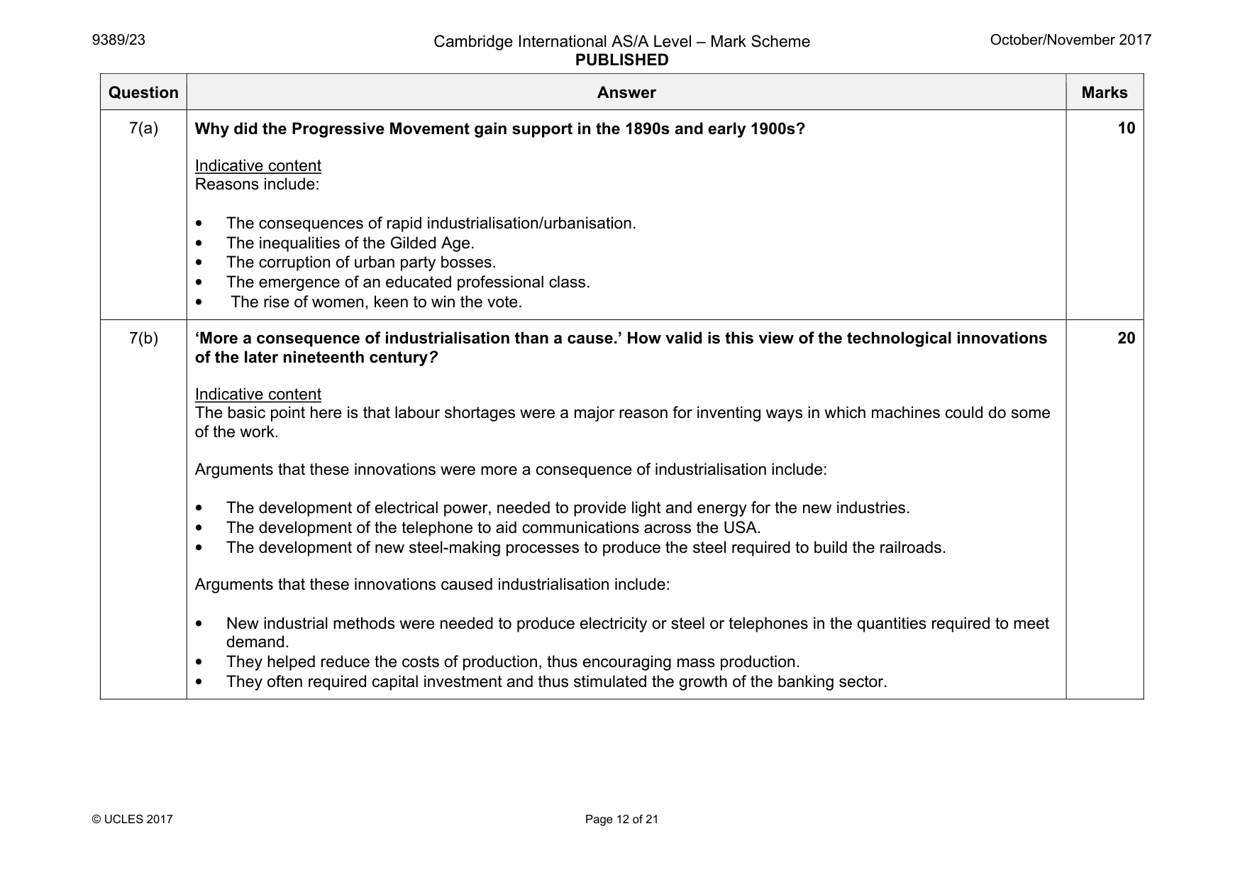 Mark scheme, page 12 of 21