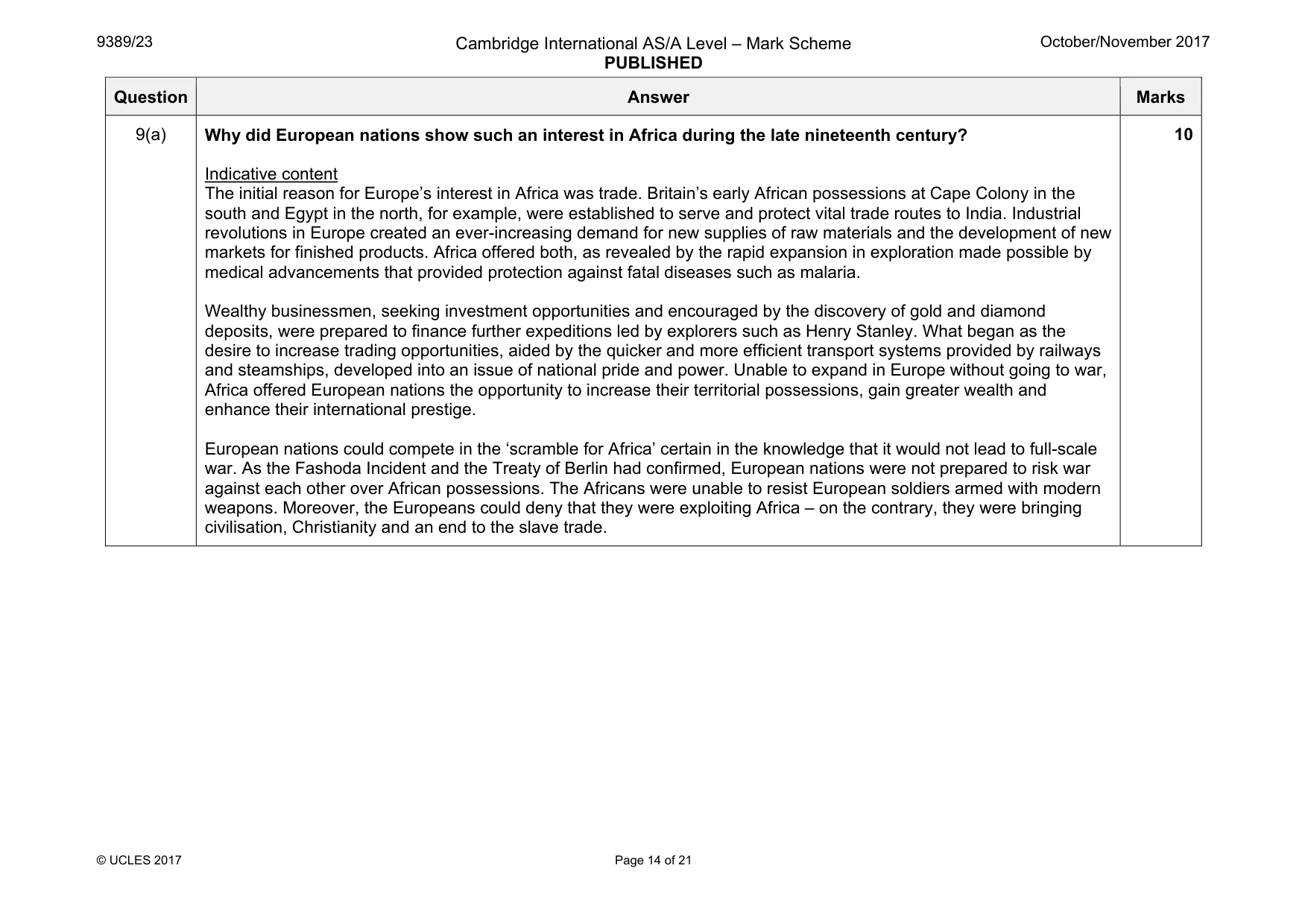 Mark scheme, page 14 of 21