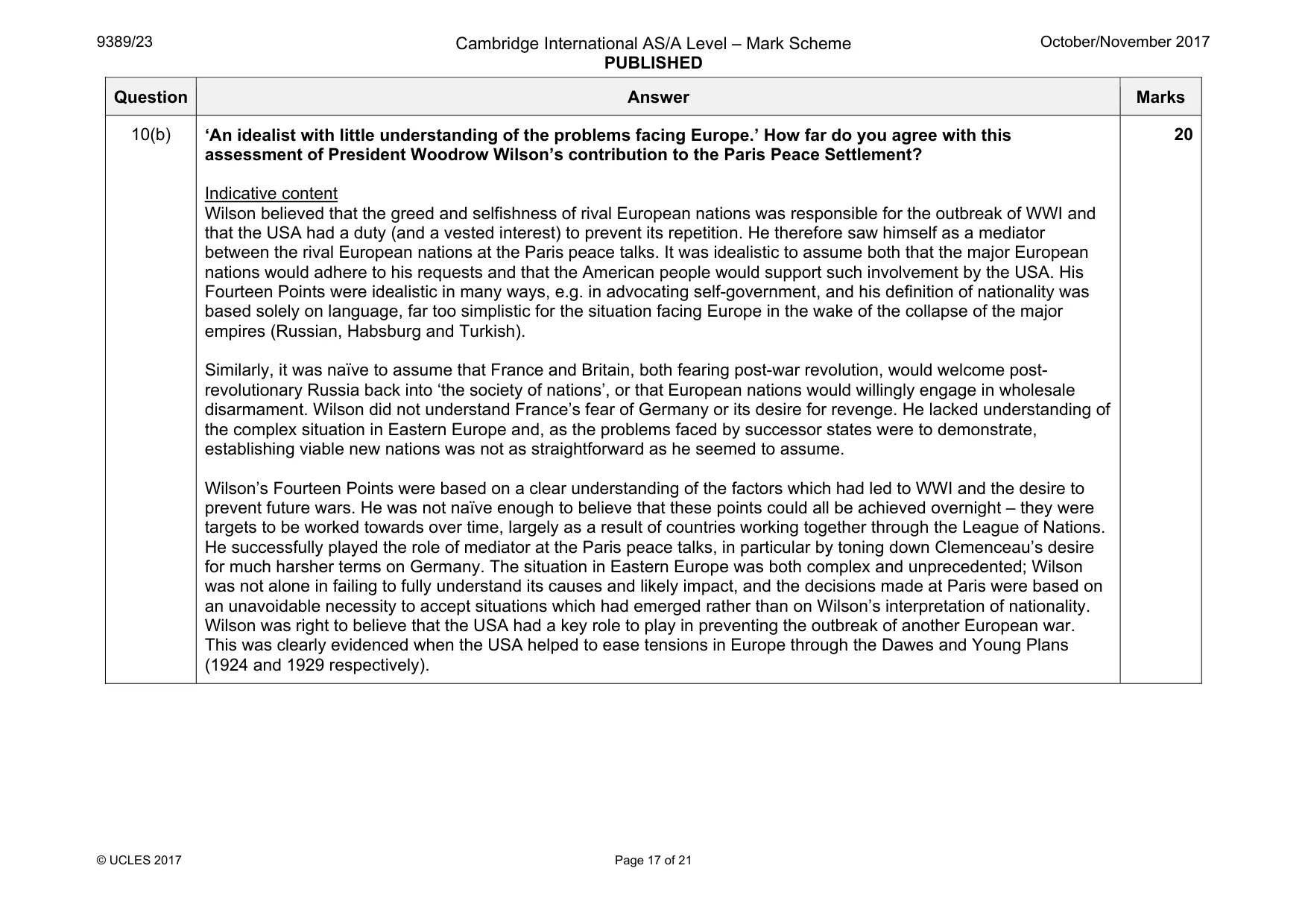 Mark scheme, page 17 of 21