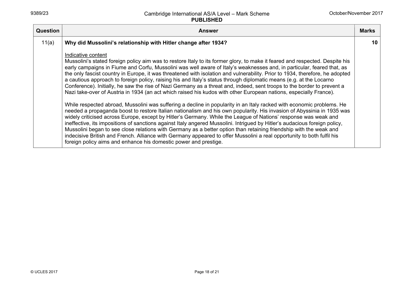Mark scheme, page 18 of 21