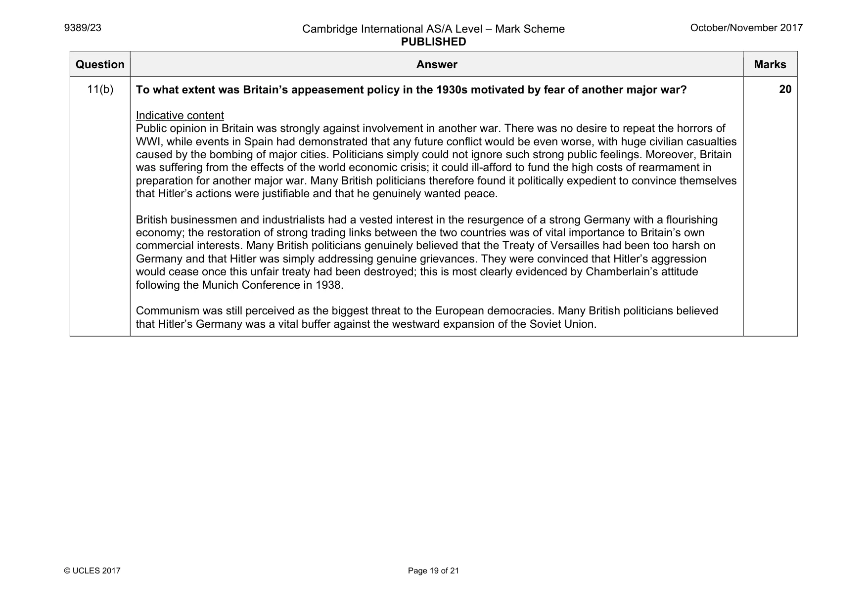 Mark scheme, page 19 of 21