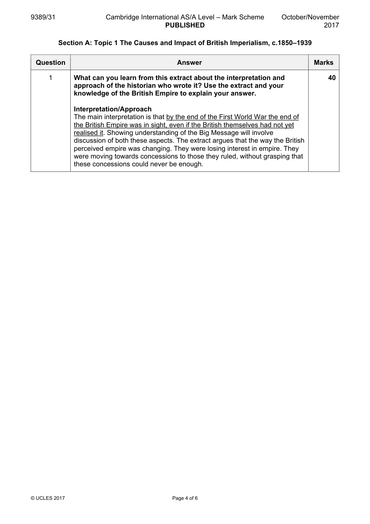 Mark scheme, page 4 of 6