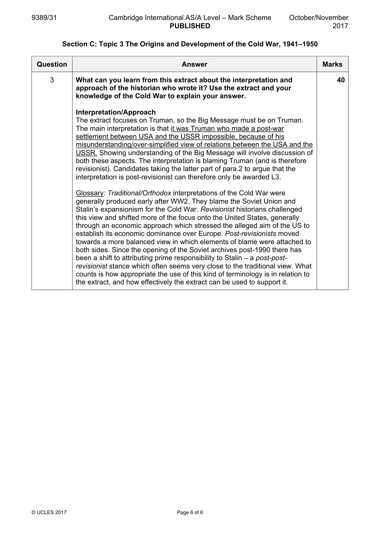 Mark scheme, page 6 of 6