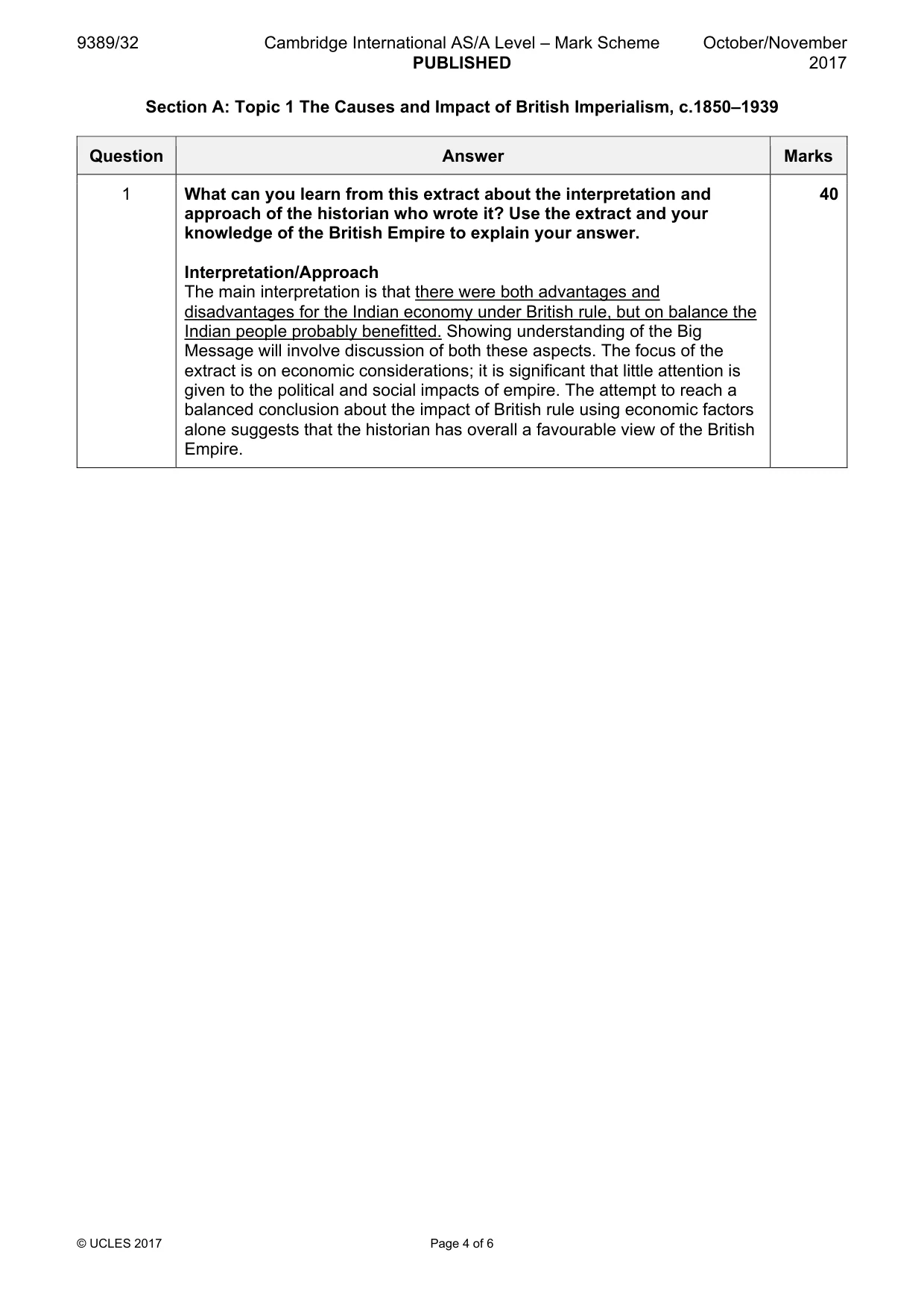 Mark scheme, page 4 of 6