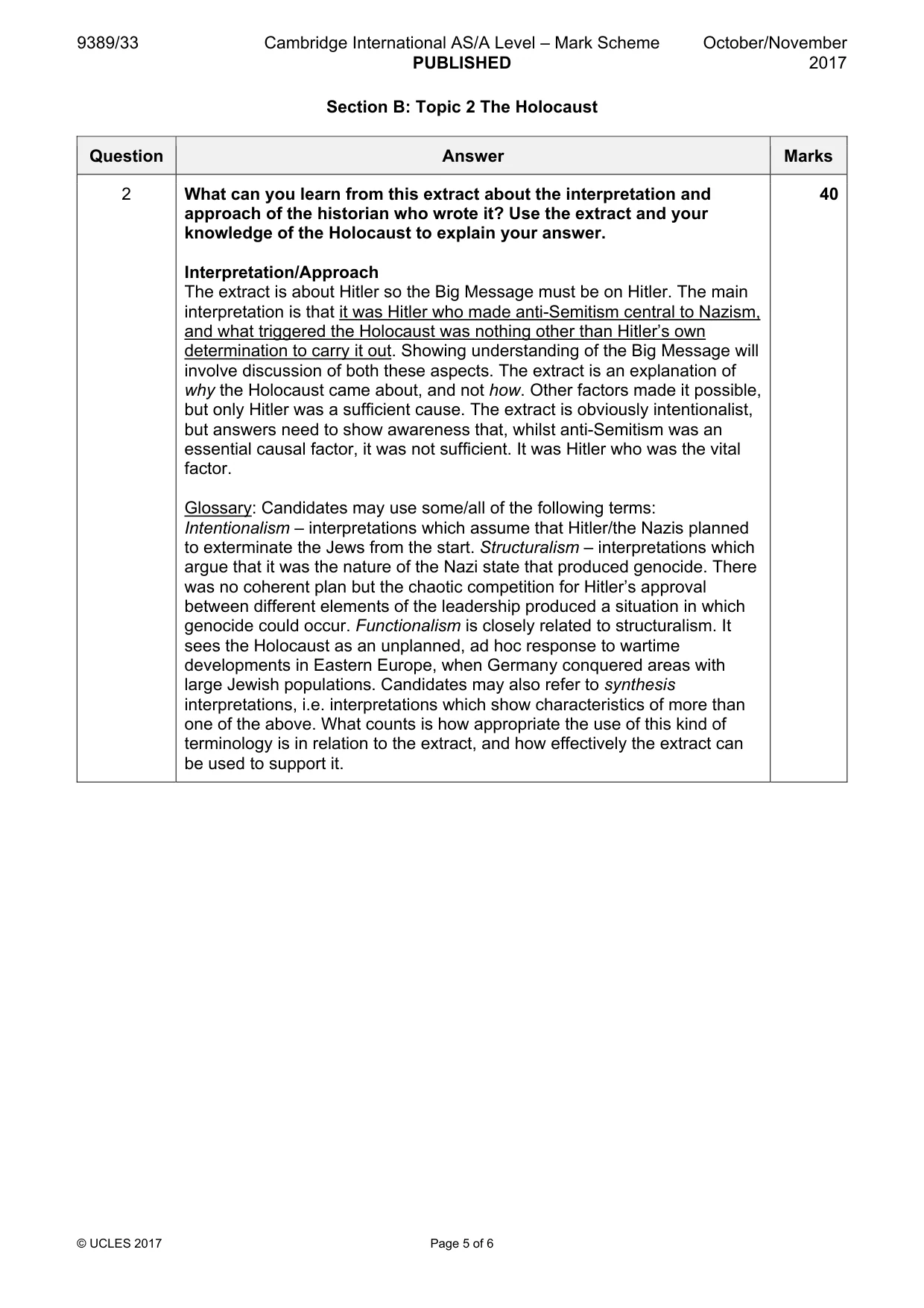 Mark scheme, page 5 of 6