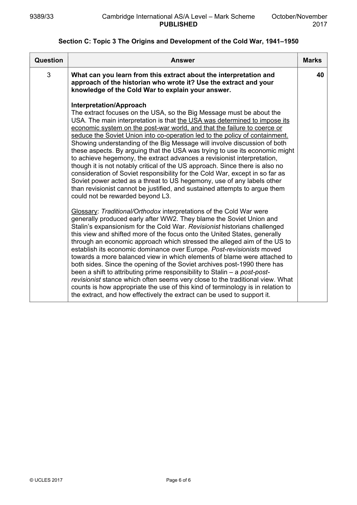 Mark scheme, page 6 of 6