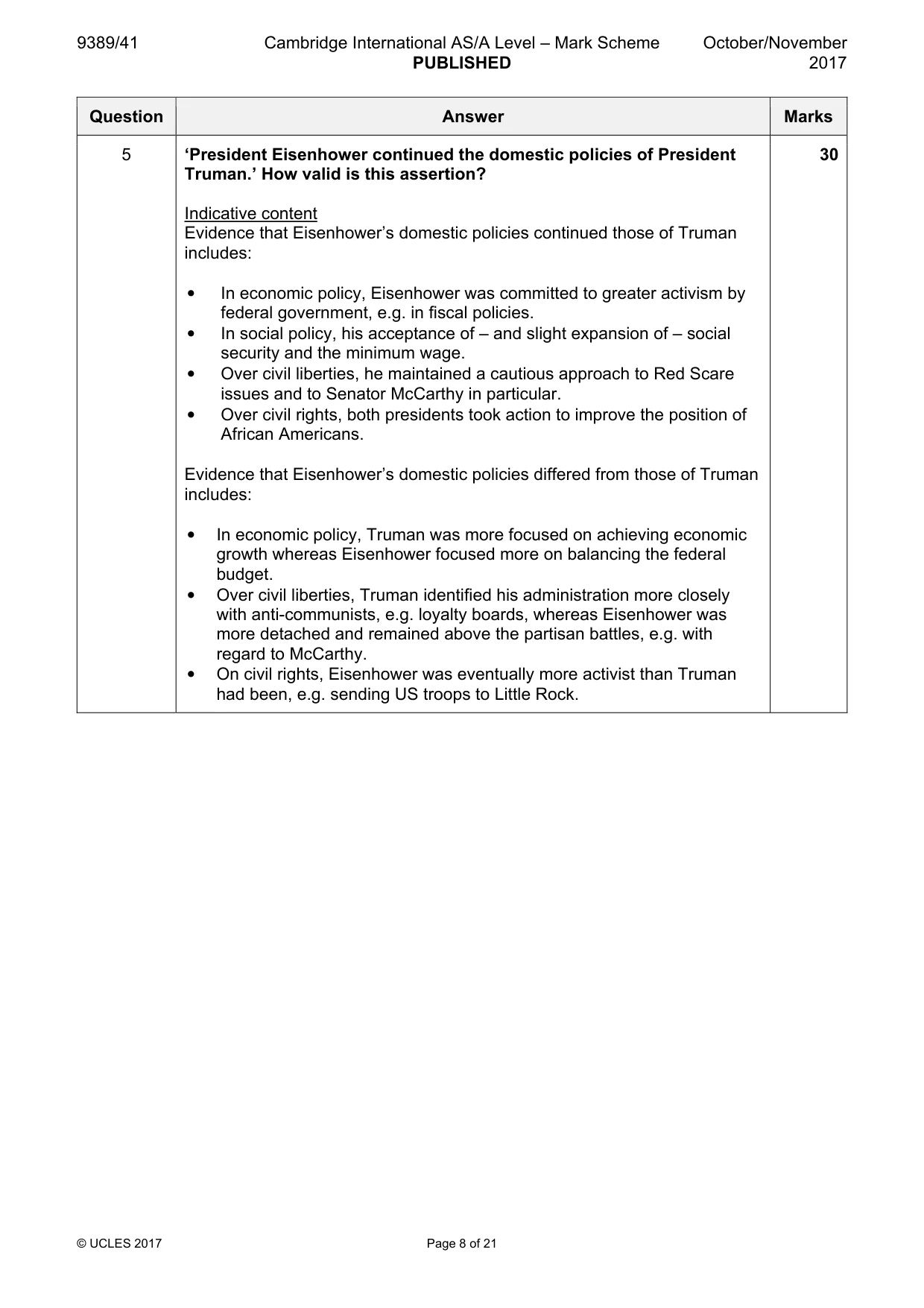 Mark scheme, page 8 of 21