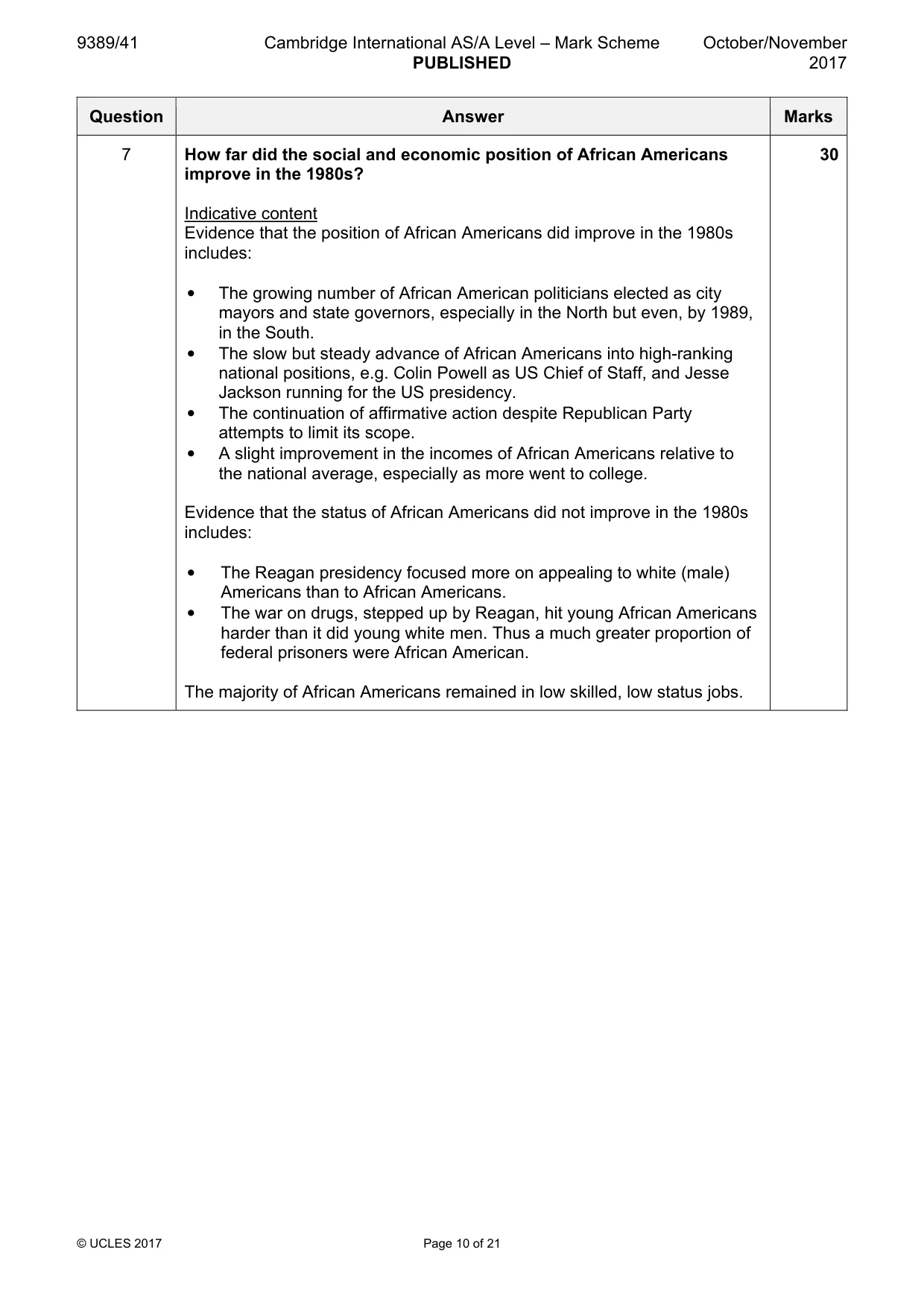 Mark scheme, page 10 of 21