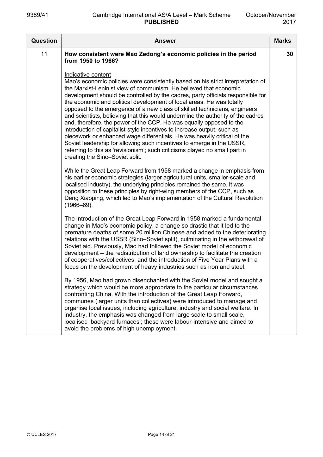 Mark scheme, page 14 of 21