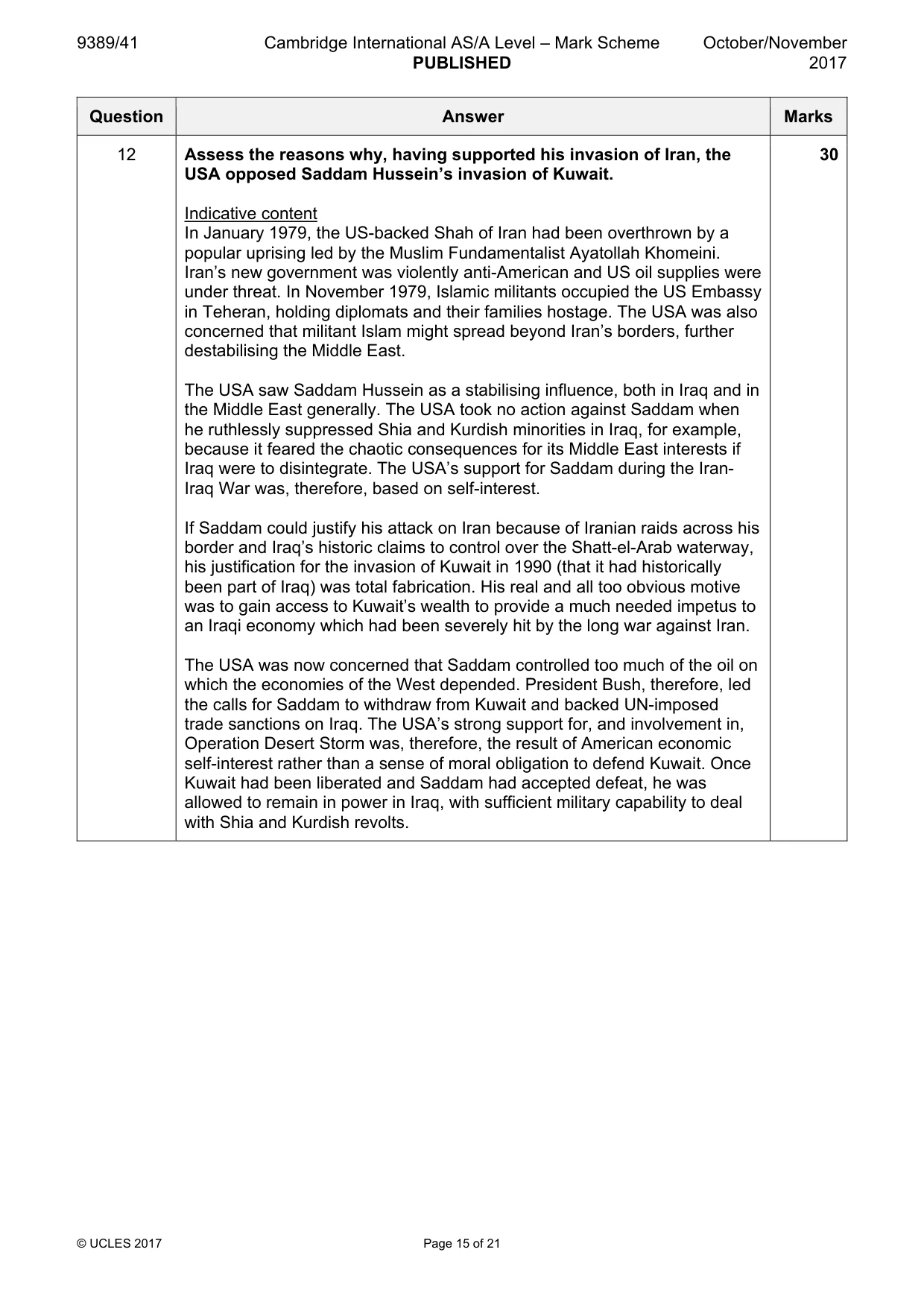 Mark scheme, page 15 of 21