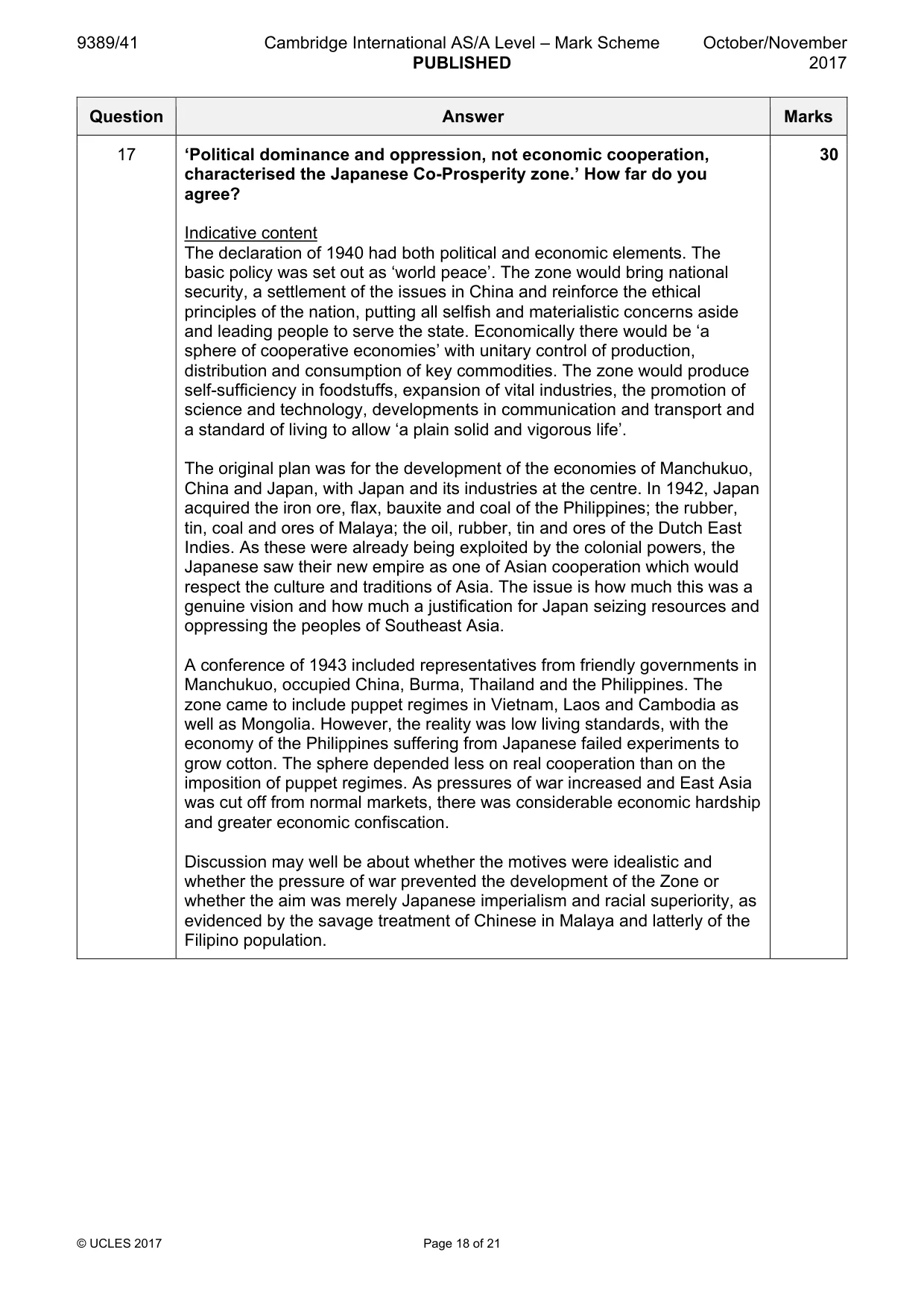 Mark scheme, page 18 of 21