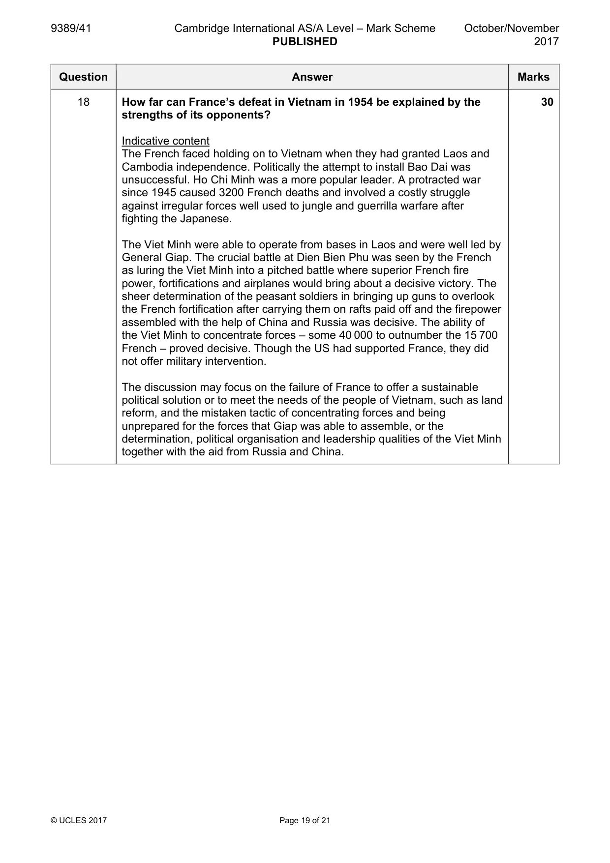 Mark scheme, page 19 of 21