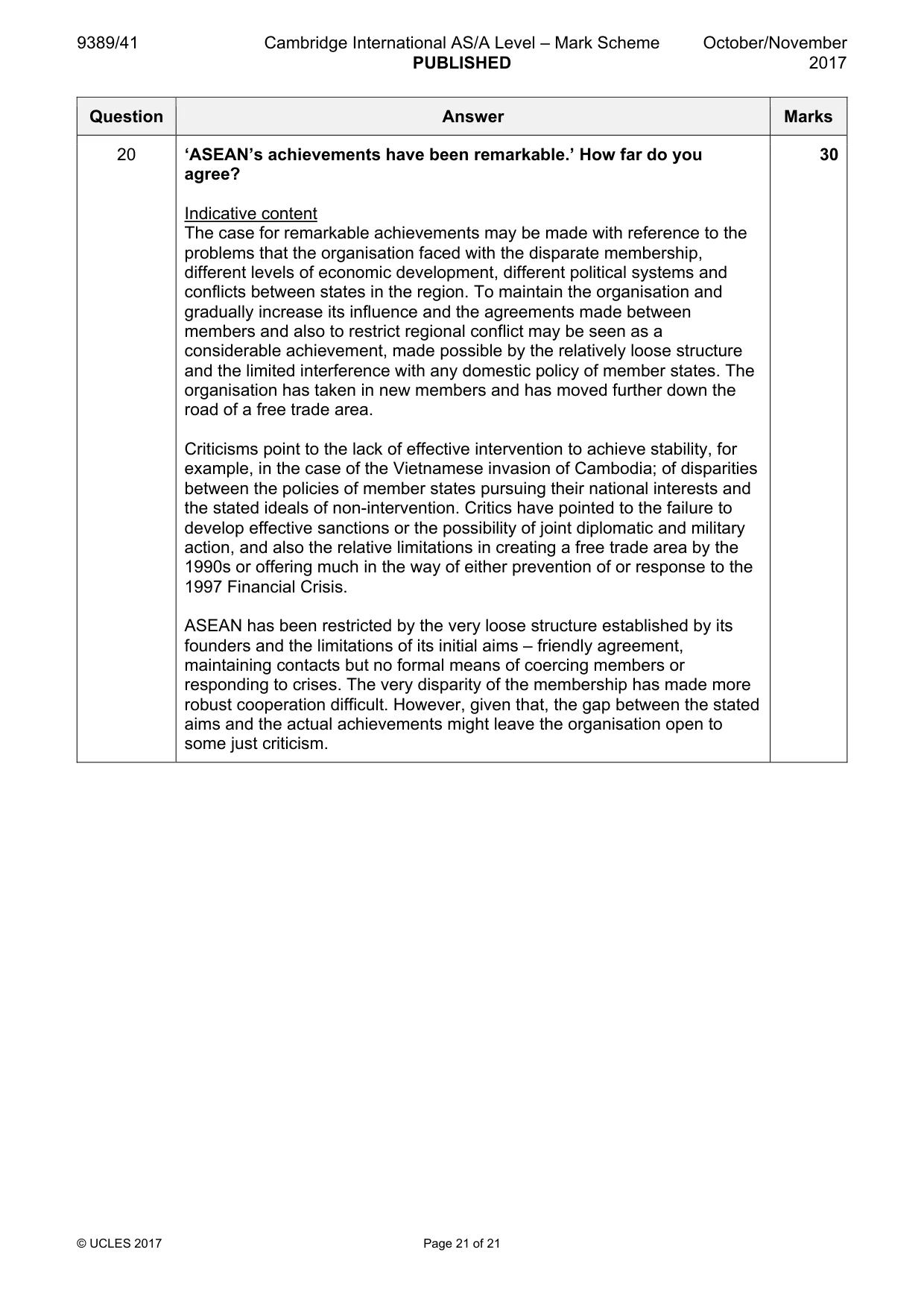 Mark scheme, page 21 of 21
