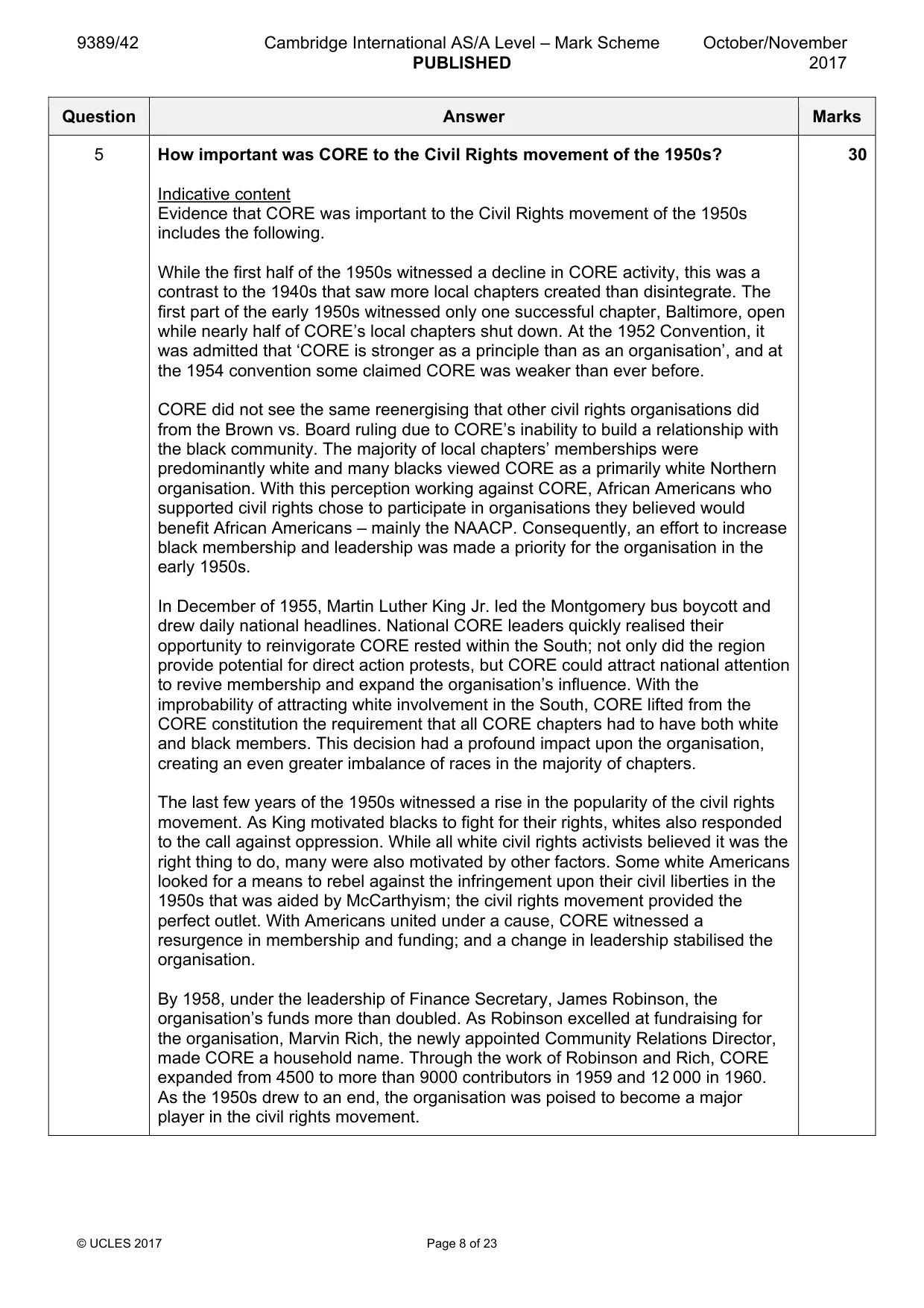 Mark scheme, page 8 of 23