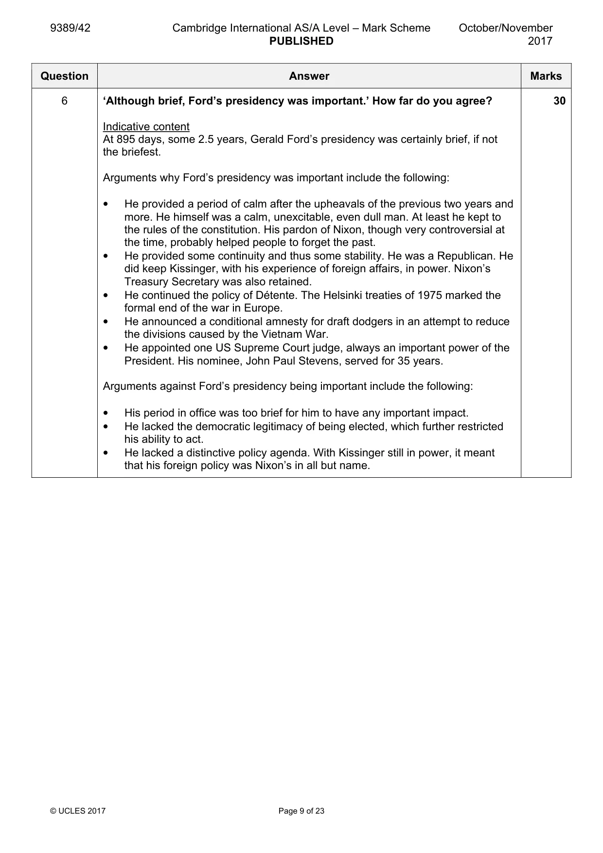 Mark scheme, page 9 of 23