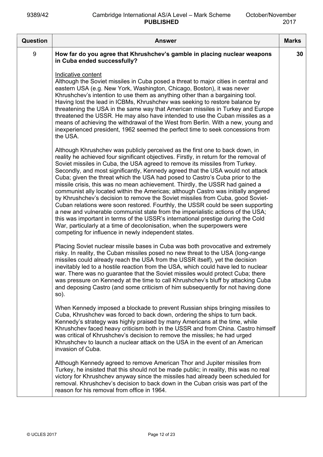 Mark scheme, page 12 of 23