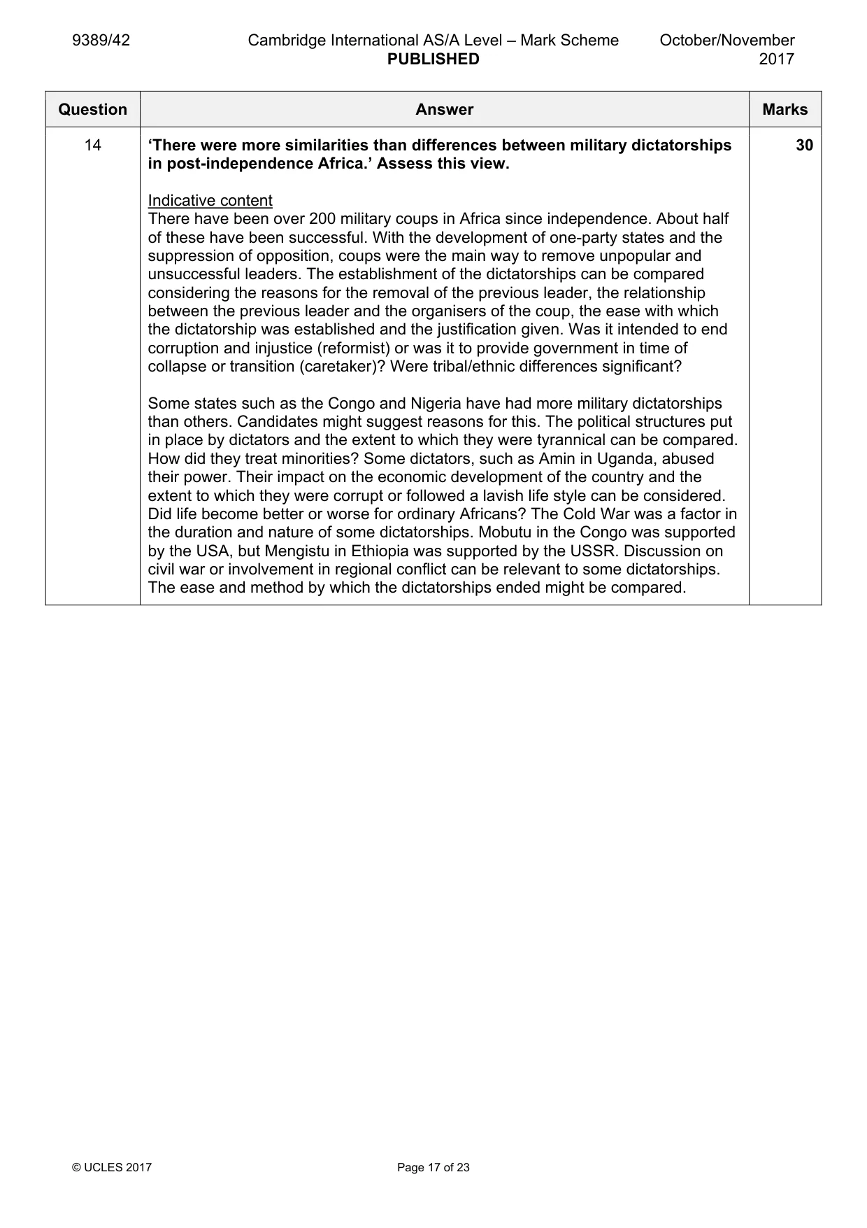 Mark scheme, page 17 of 23