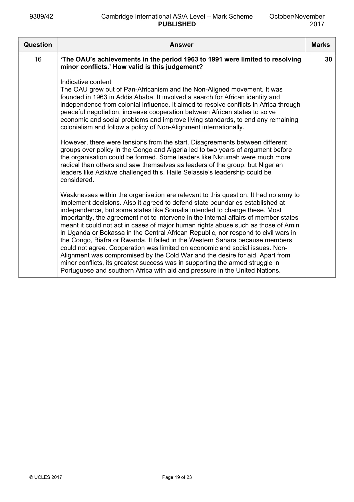 Mark scheme, page 19 of 23