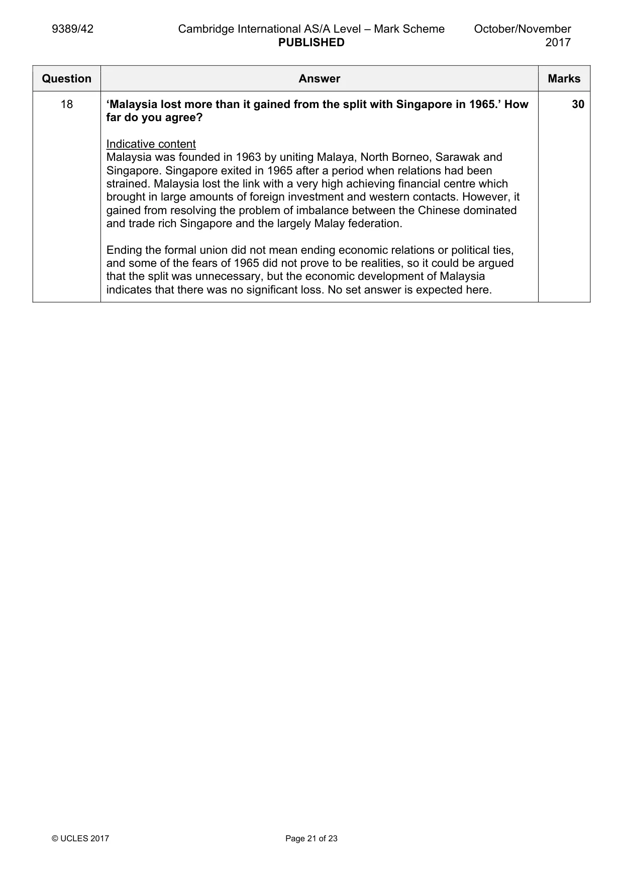 Mark scheme, page 21 of 23