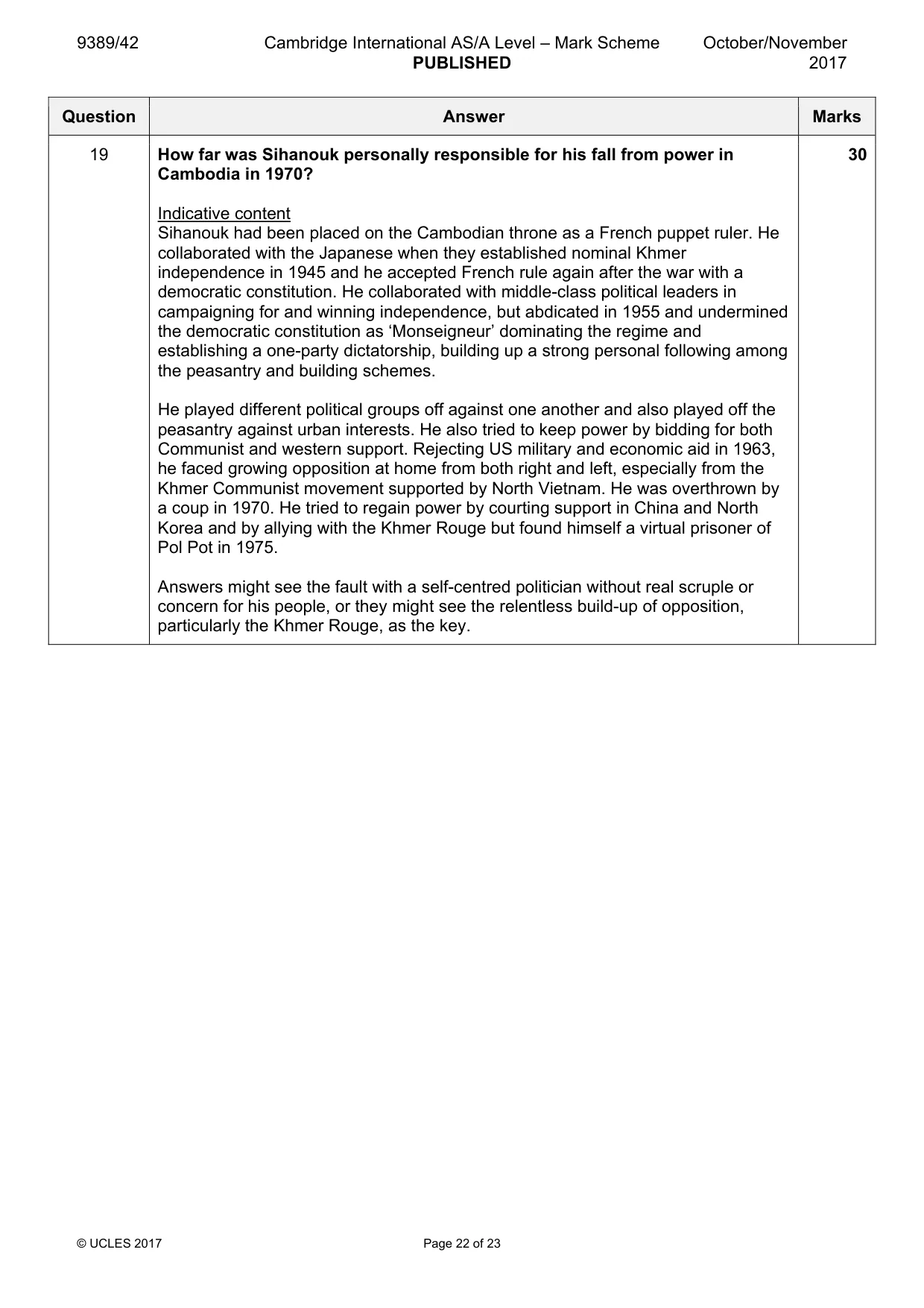 Mark scheme, page 22 of 23