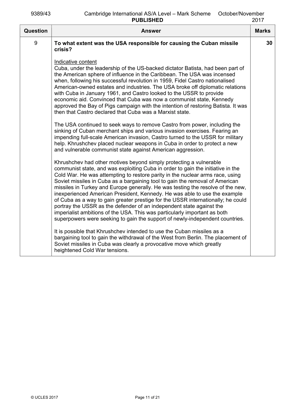 Mark scheme, page 11 of 21