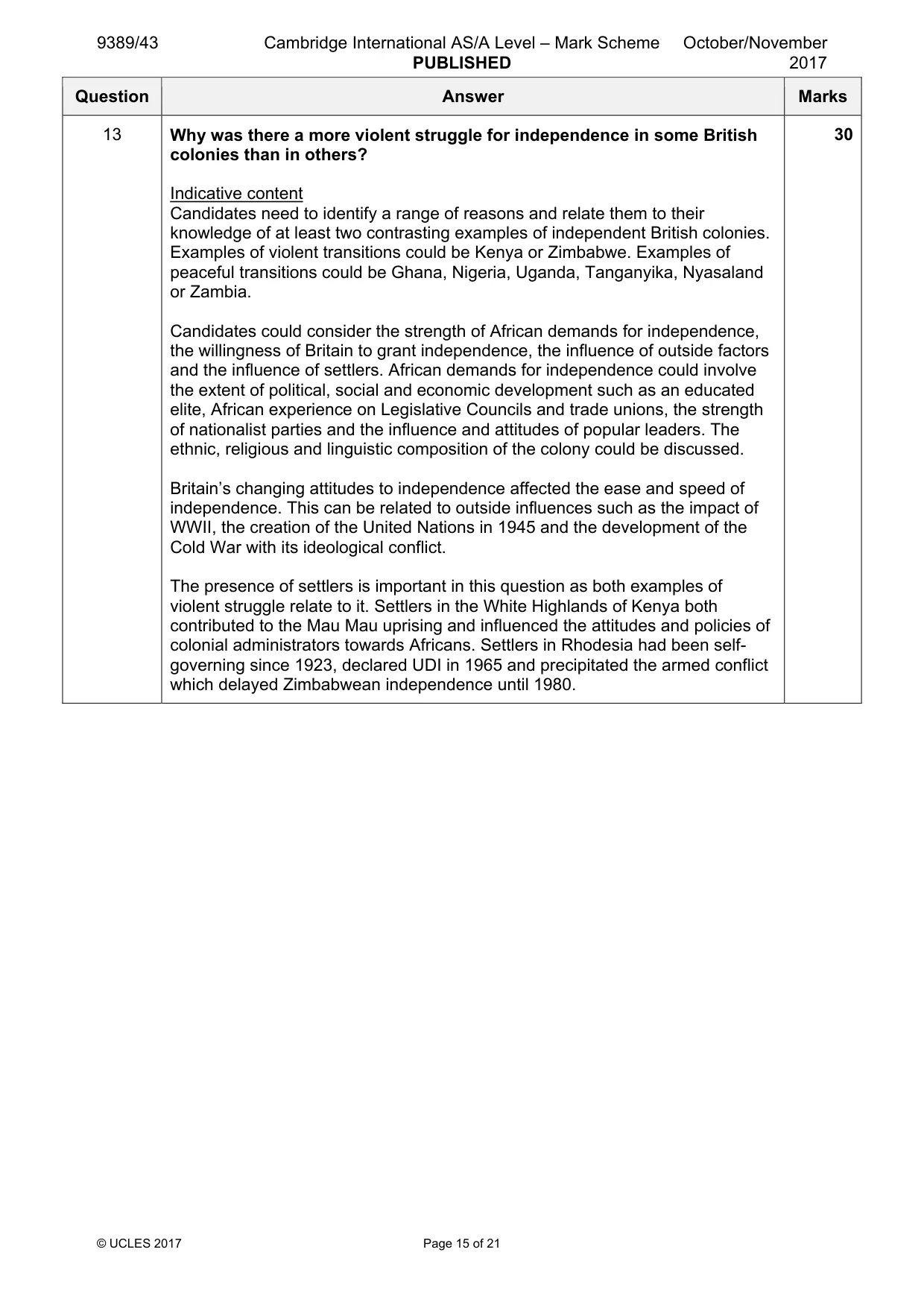 Mark scheme, page 15 of 21